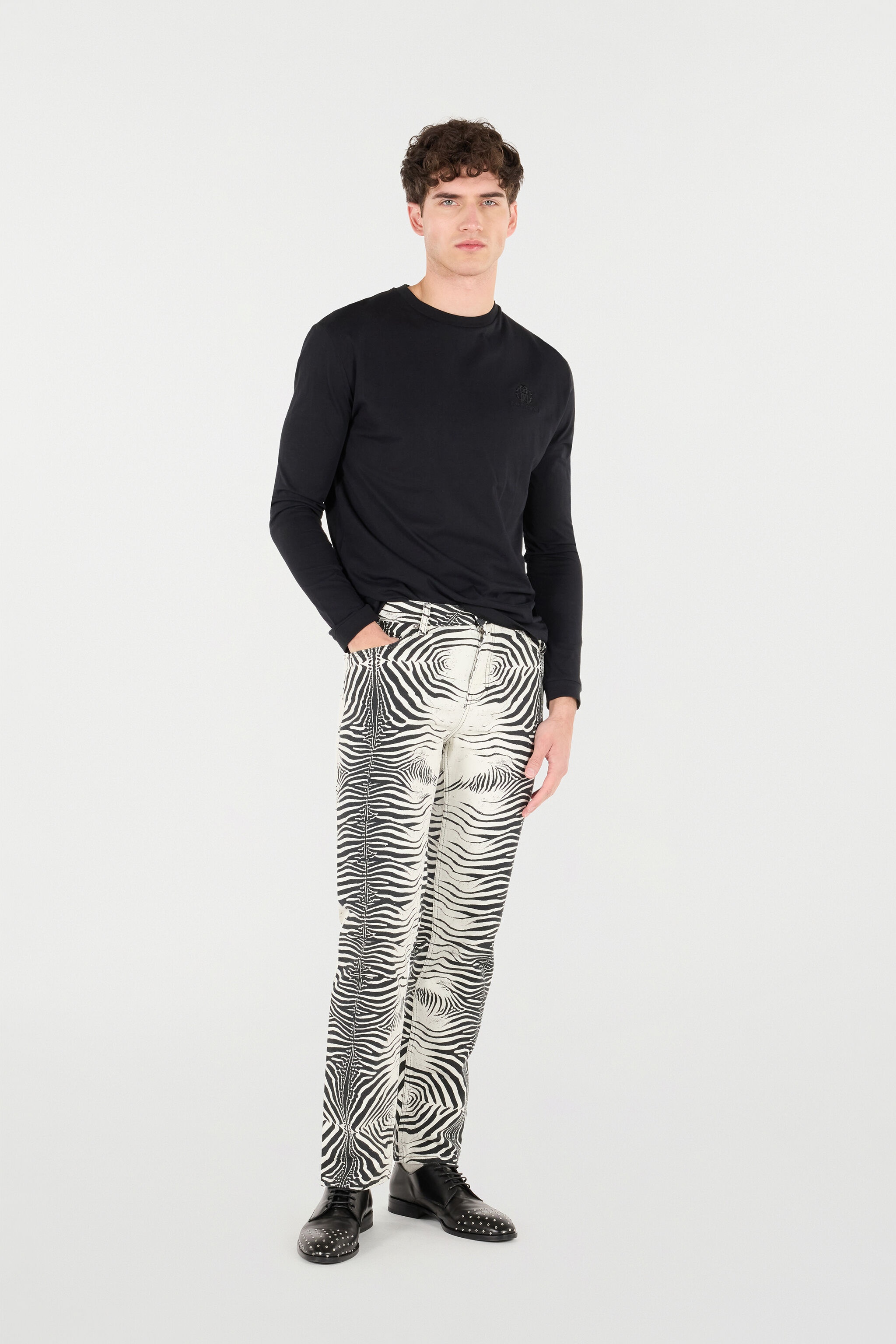 Pants With White Tigress Print - 2