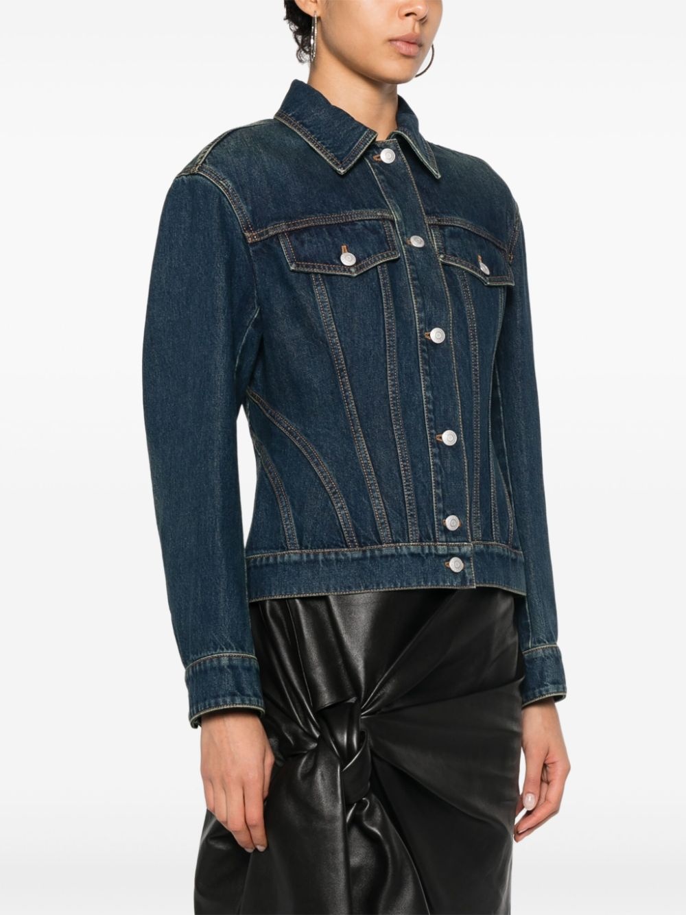 contrast-stitching cotton jacket - 3