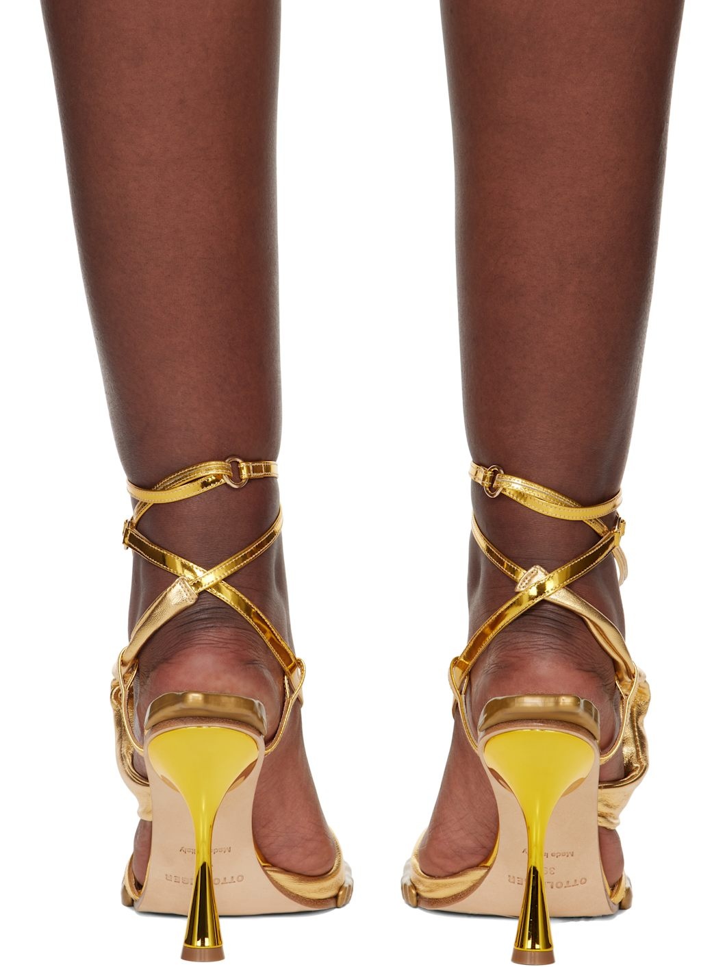 Gold Flower Heeled Sandals - 2