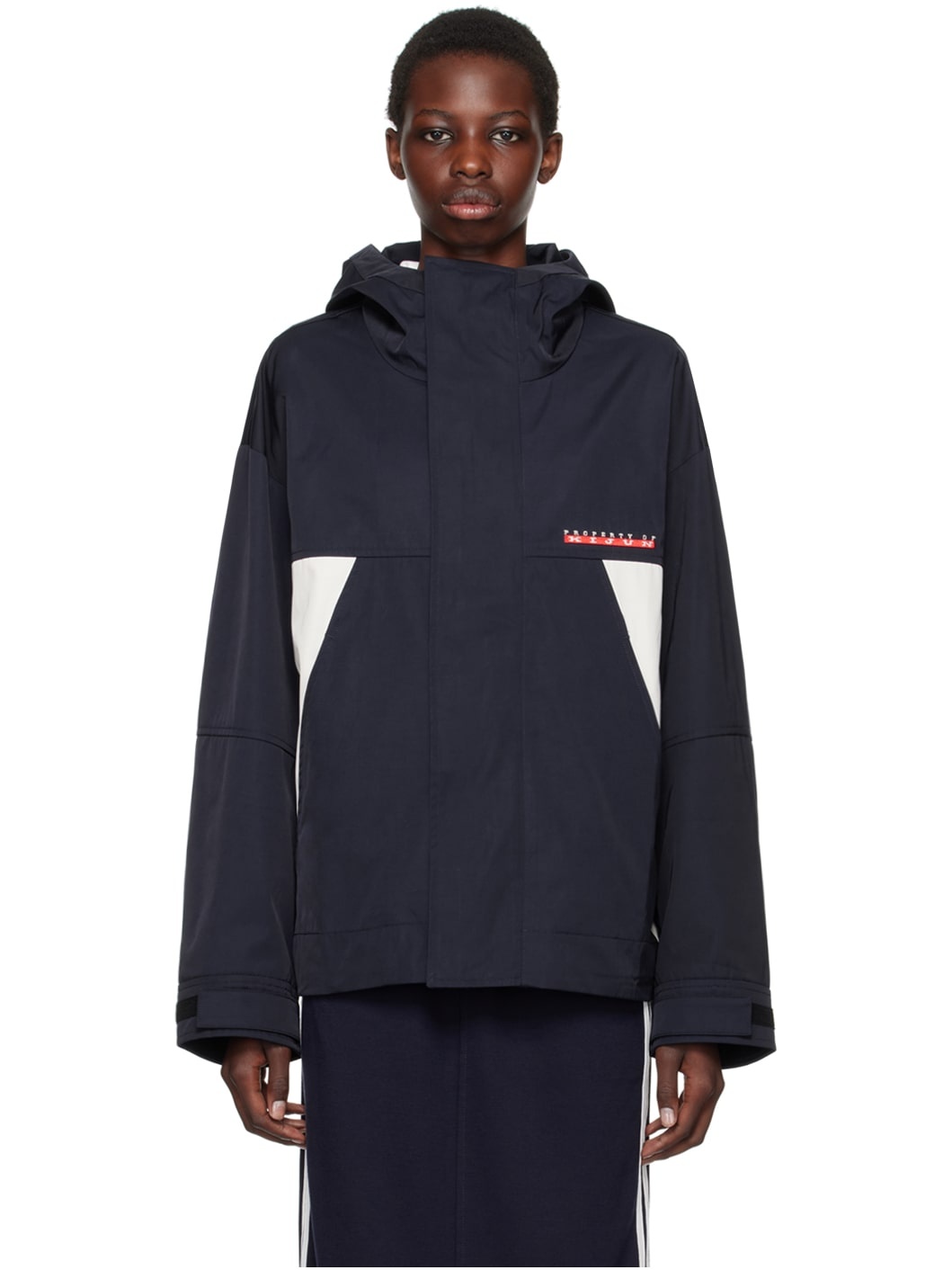 Navy Embroidered-Logo Jacket - 1