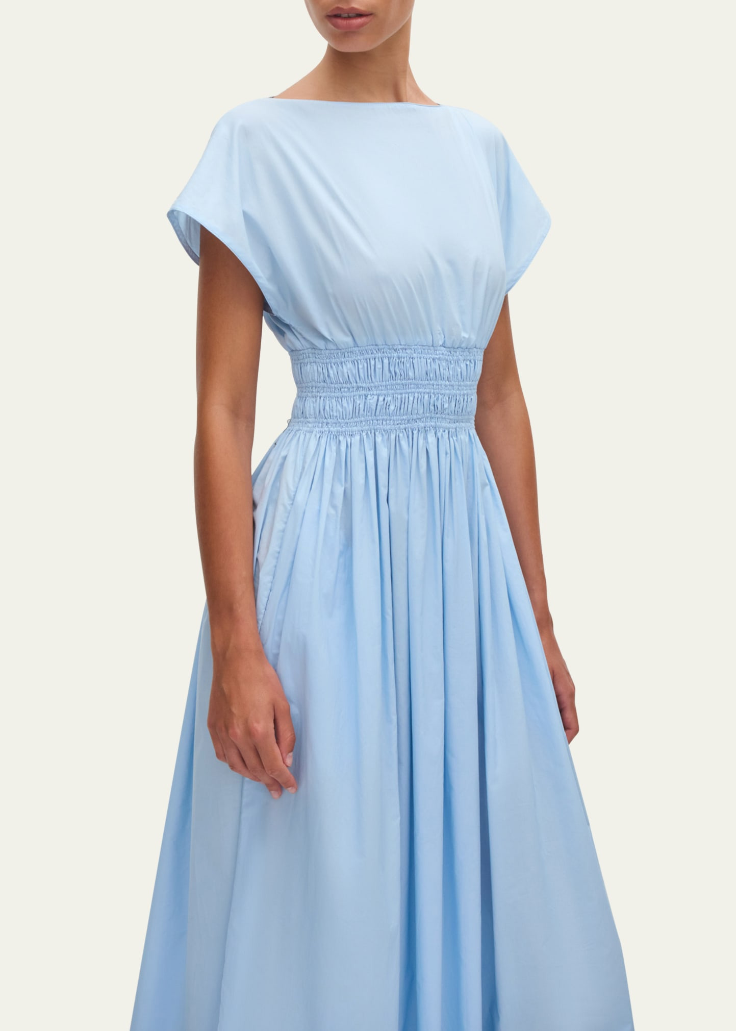 Shirred-Waist Midi Dress - 4