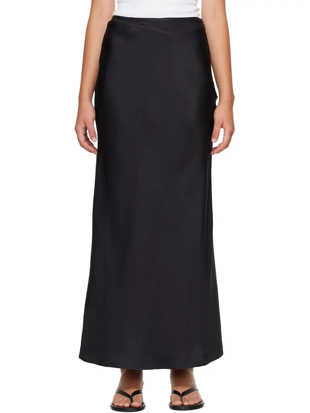 Black ELI Silk Twill Maxi Skirt - 1