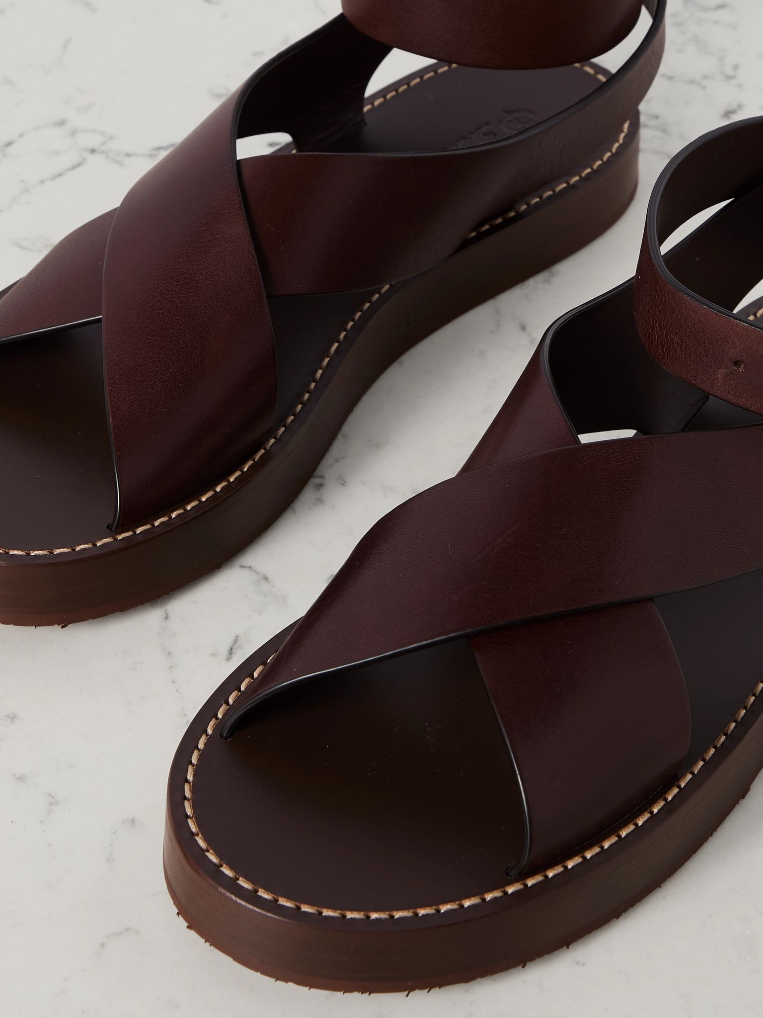 Sumie leather sandals Brown - 4