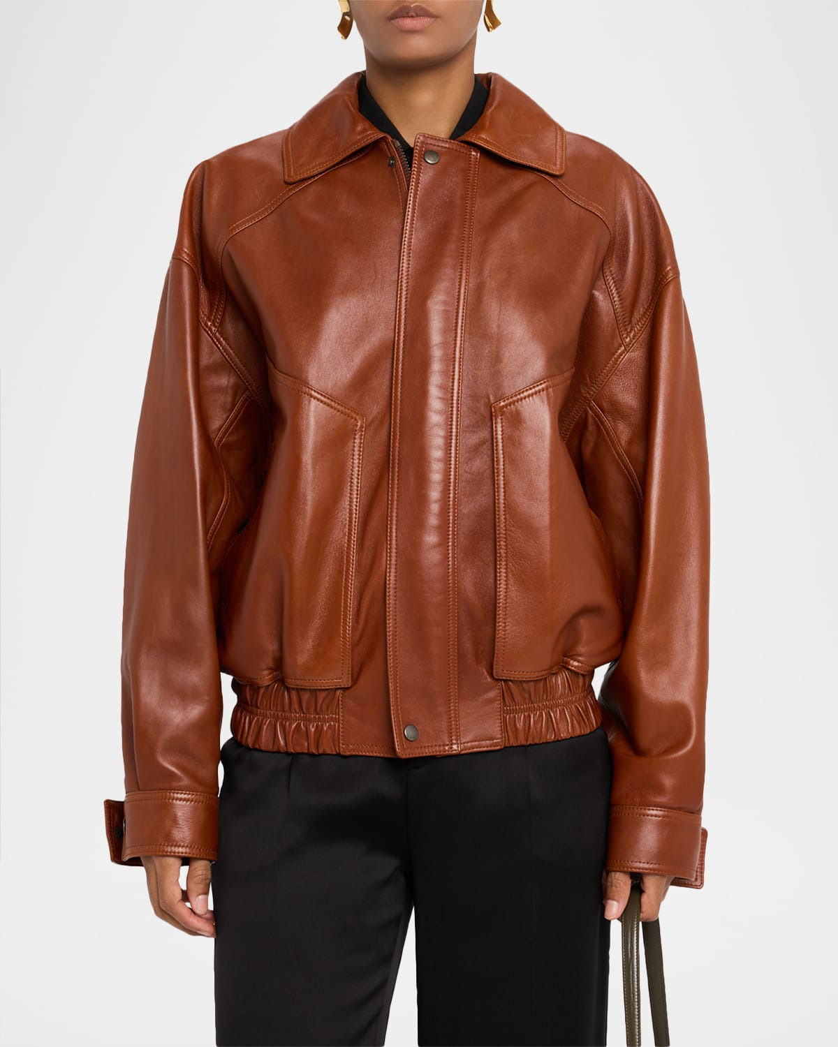 Oversized Leather Jacket - 4