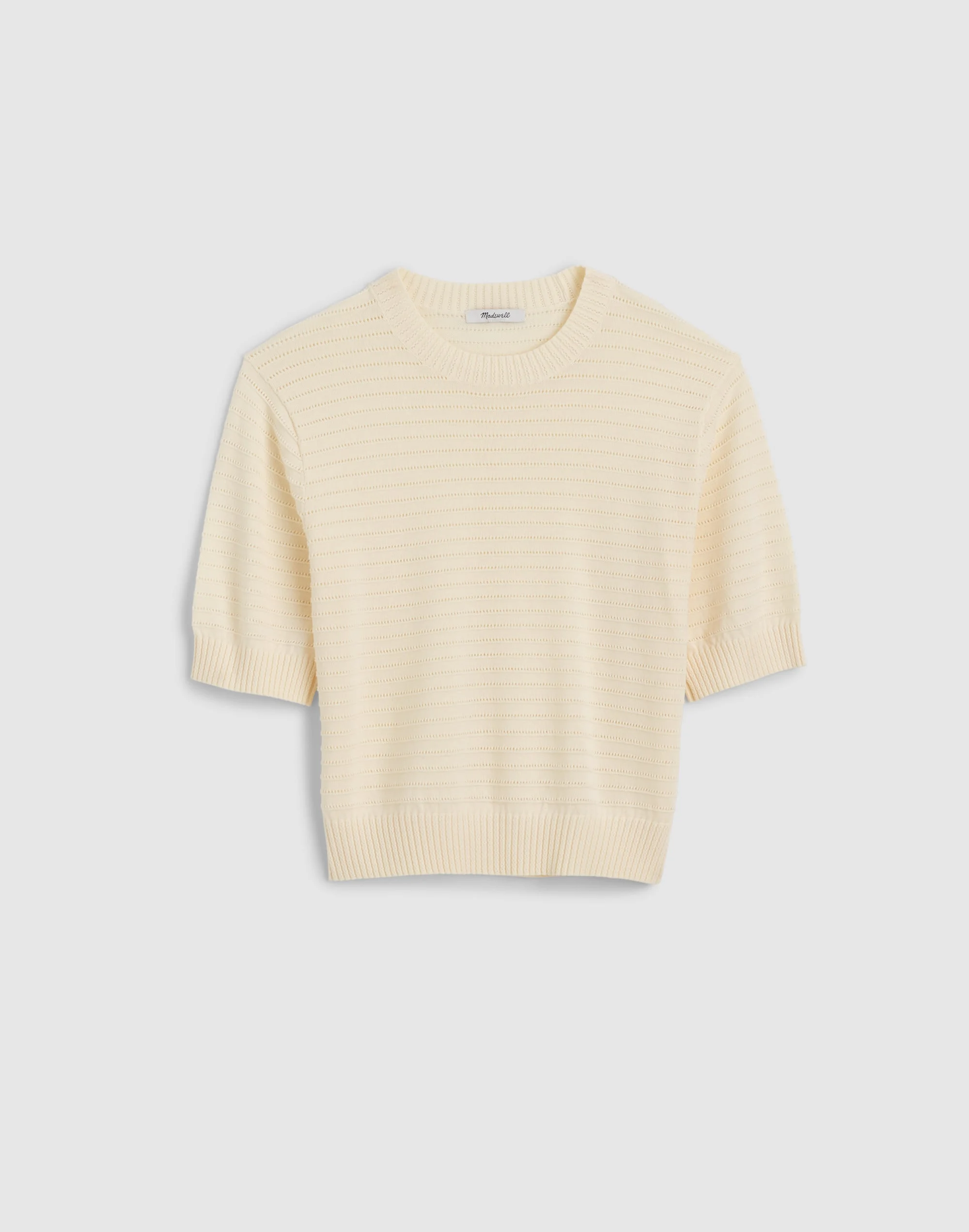 Textural-Stitch Crewneck Sweater in 100% Cotton - 1