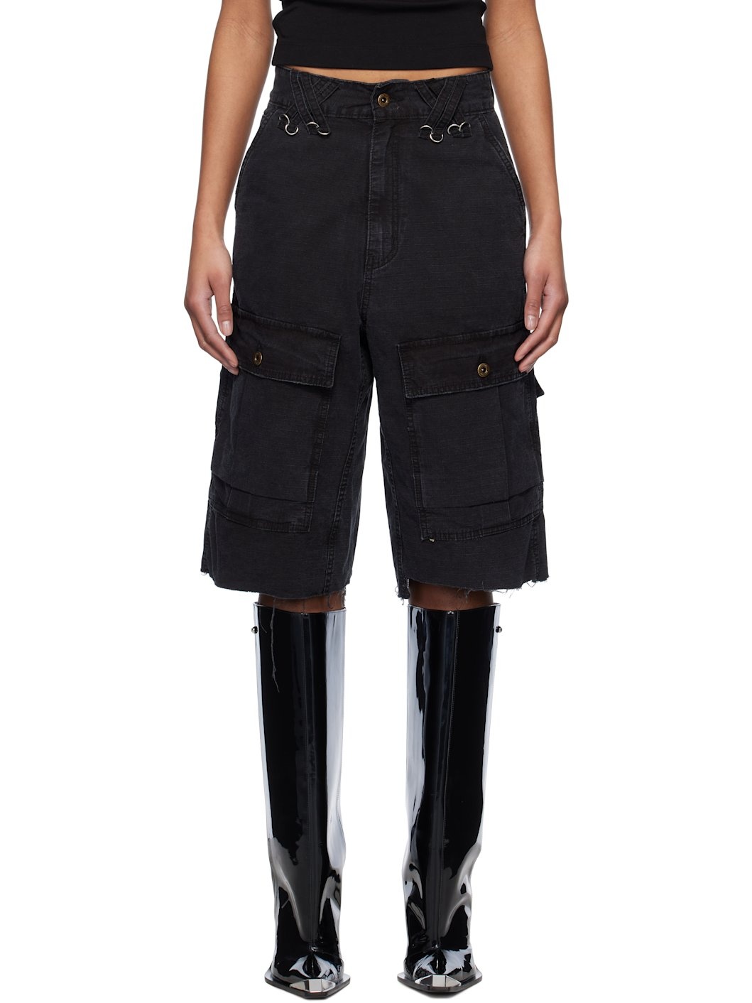 Black Military Vintage Shorts - 1