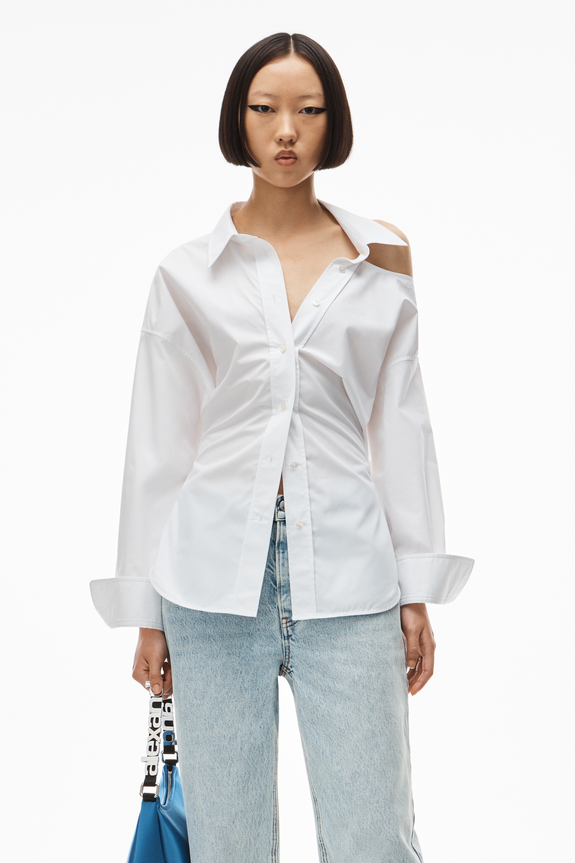 CUTOUT SHOULDER SHIRT IN COTTON - 2