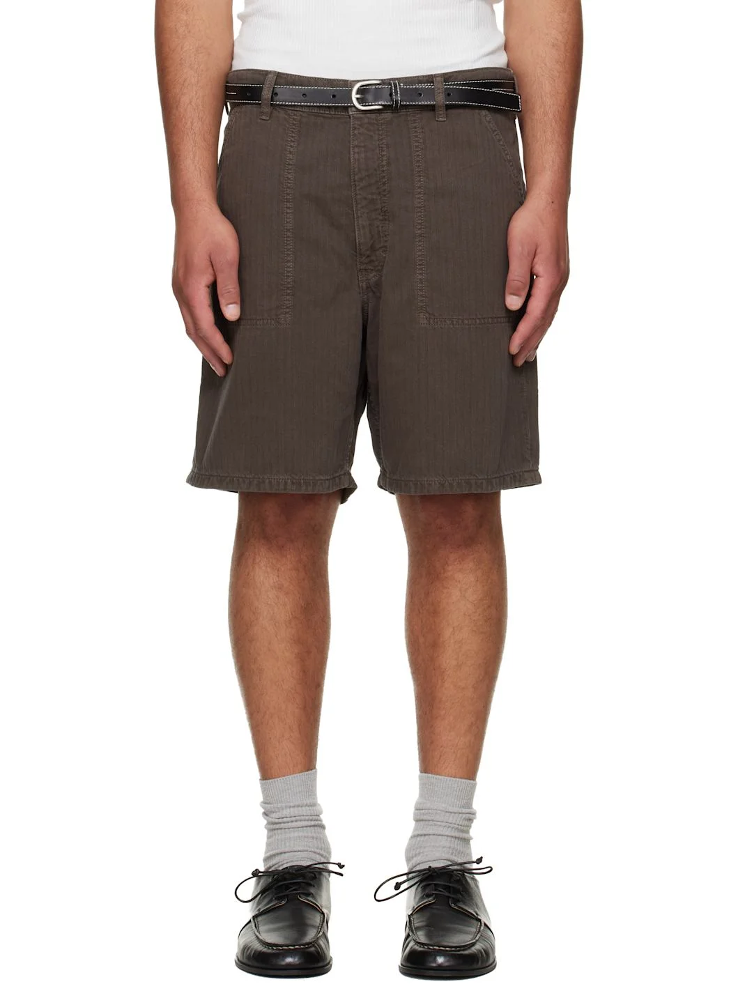 Brown Genua Worker Chino Shorts - 1