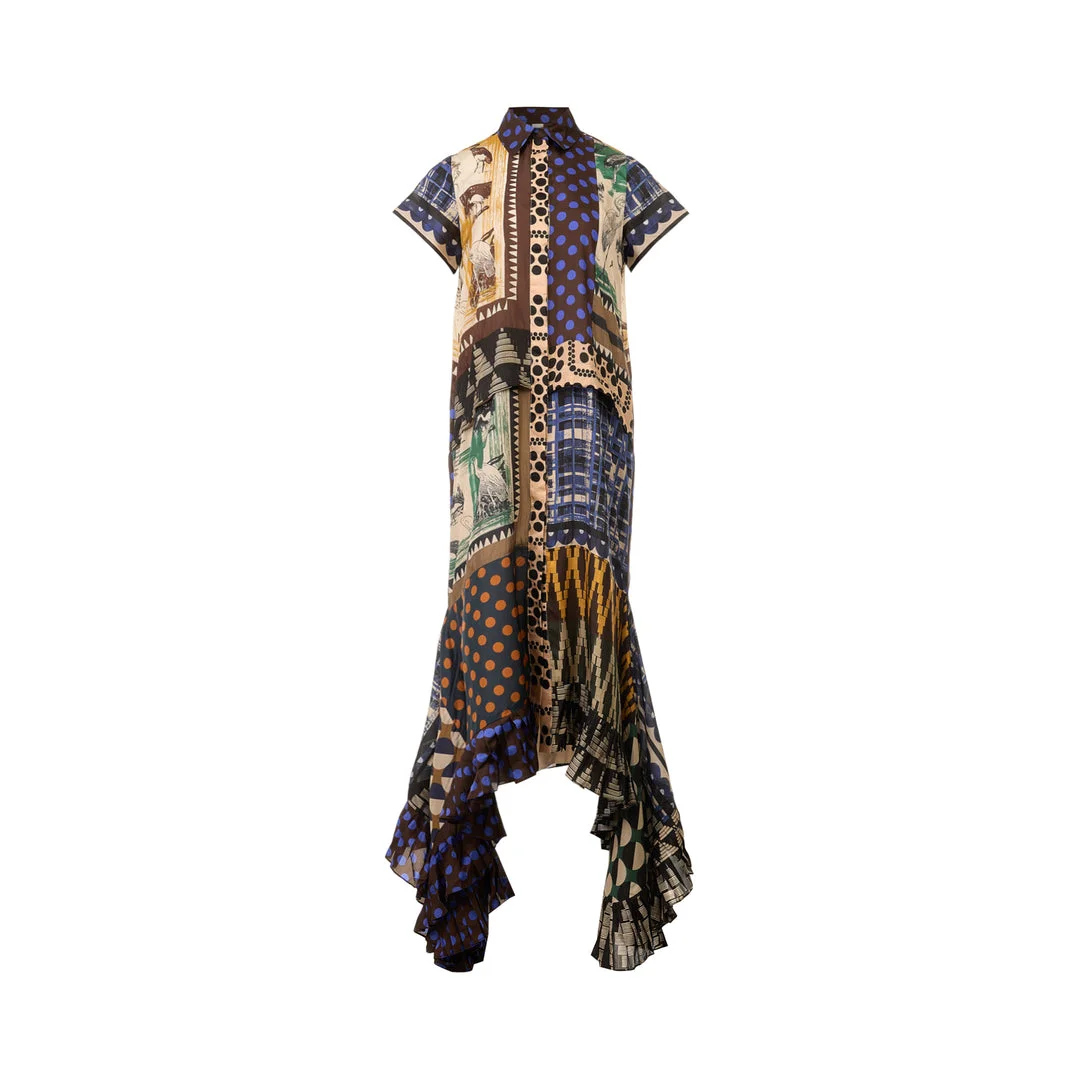 Pleated Hem Linen Shirt Dress - 1