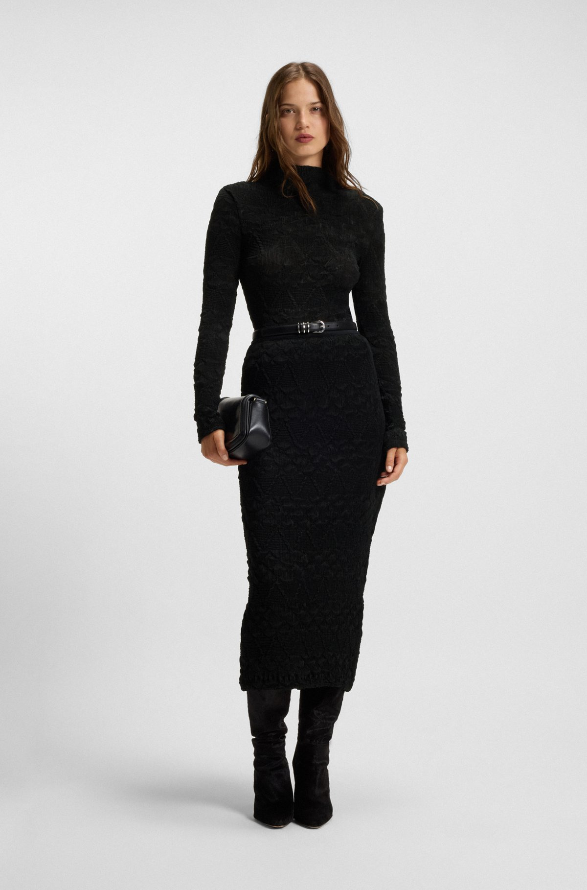LONG-SLEEVED TOP WITH GEOMETRIC PLISSÉ - 3
