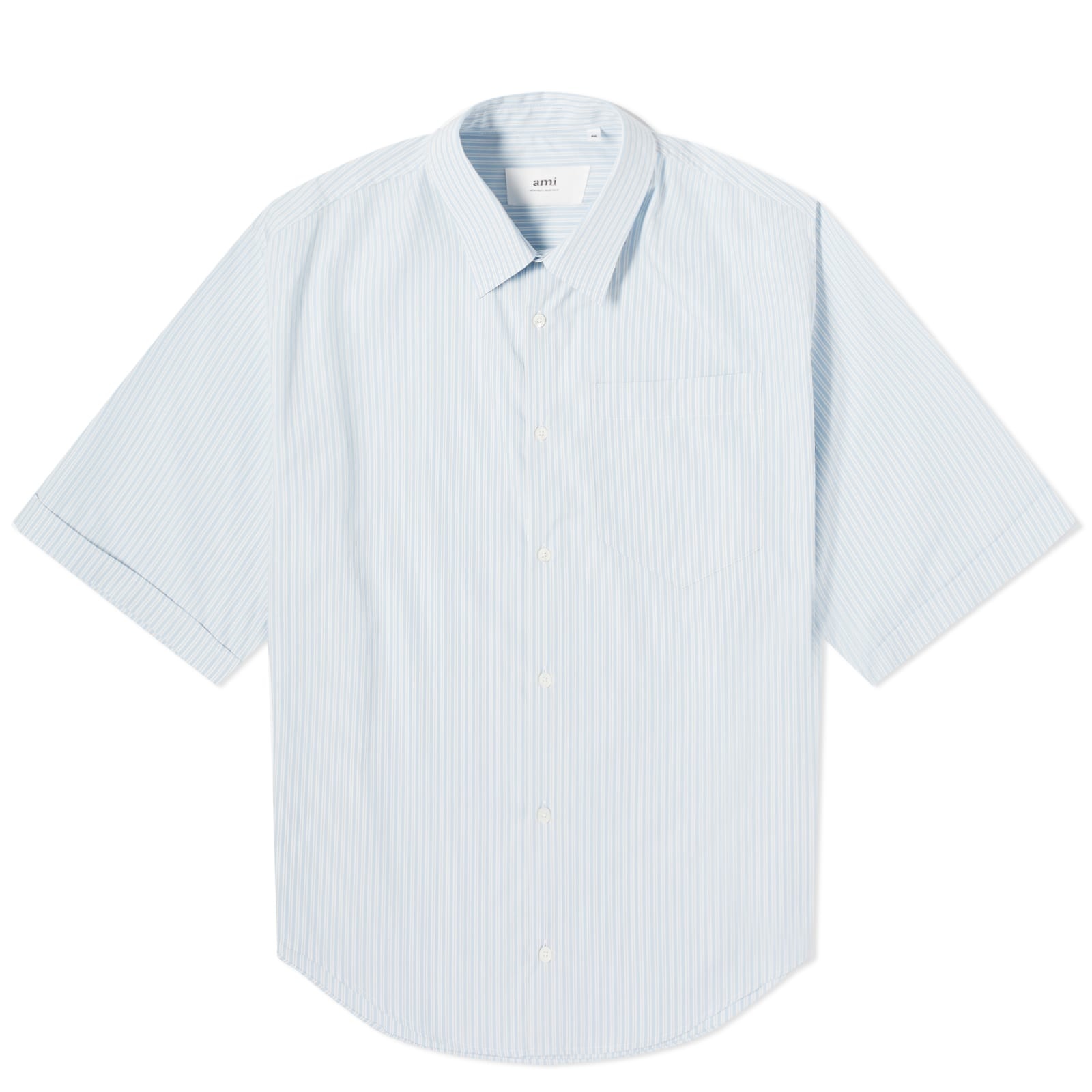 AMI Paris Stripe Boxy Short Sleeve Shirt - 1