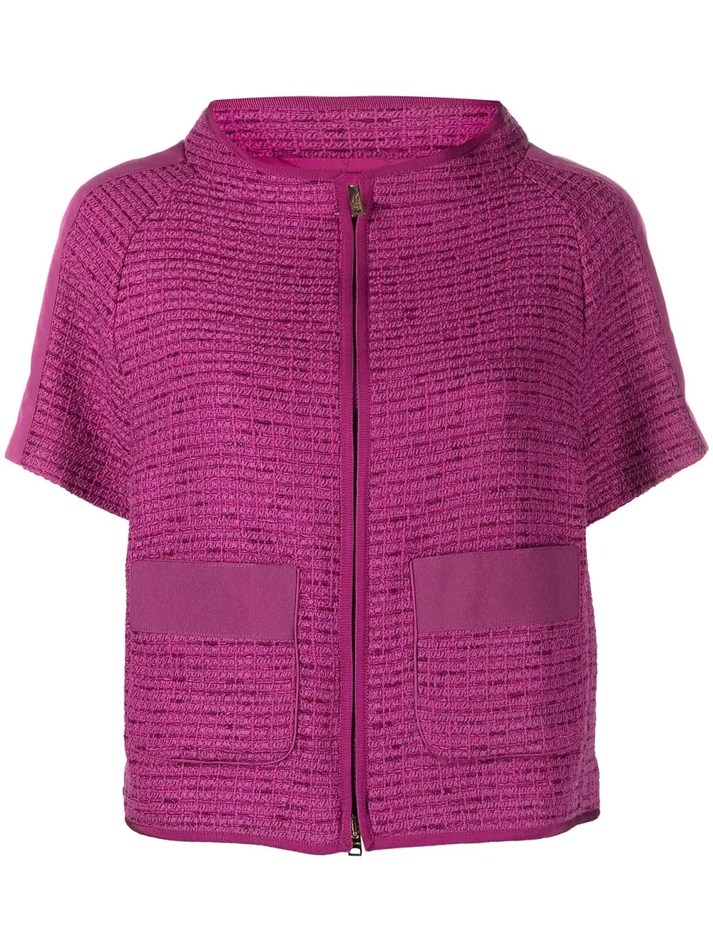 short-sleeve tweed jacket - 1