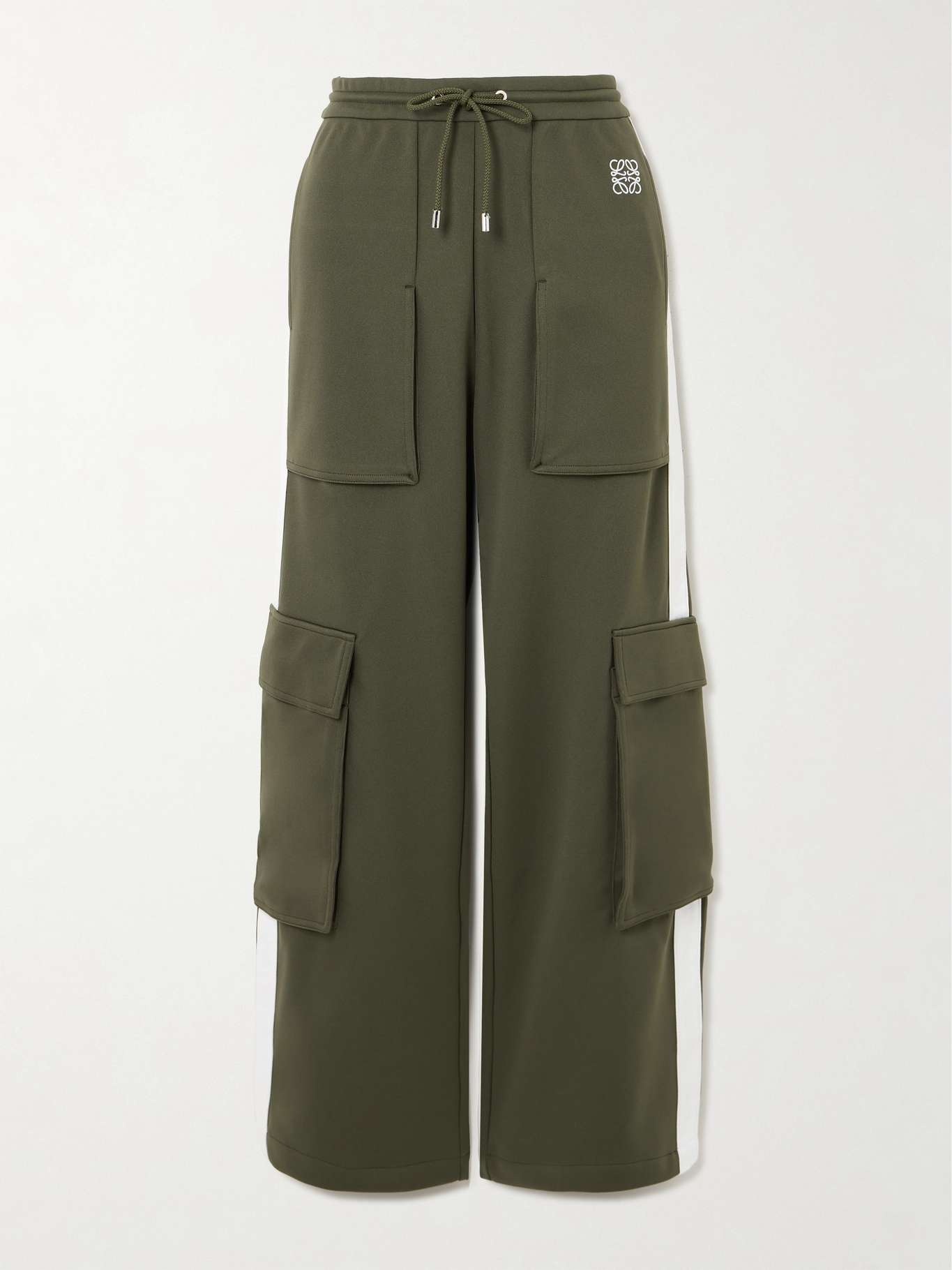 Loewe Striped embroidered tech-jersey straight-leg cargo
