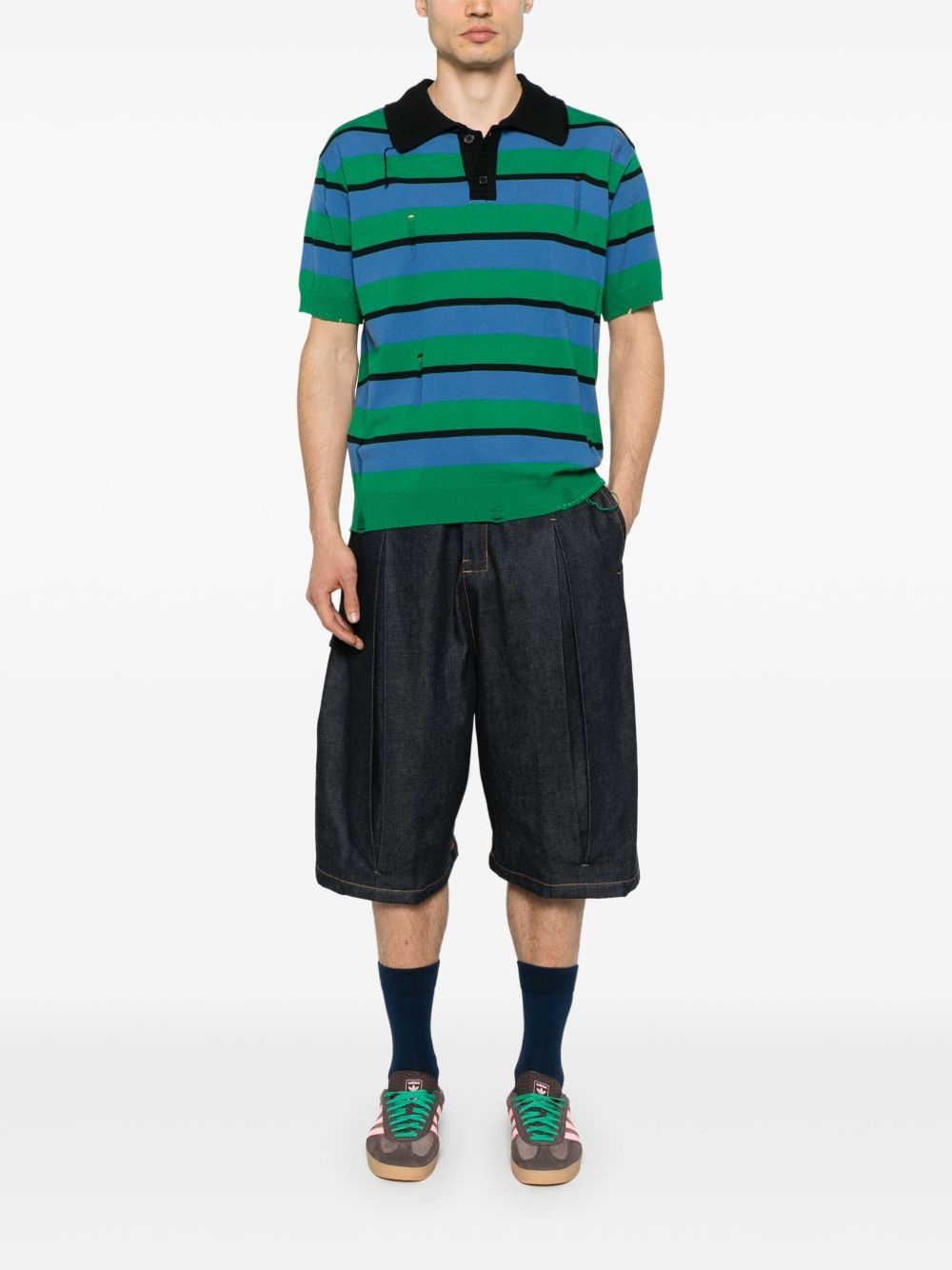 damaged striped polo shirt - 2