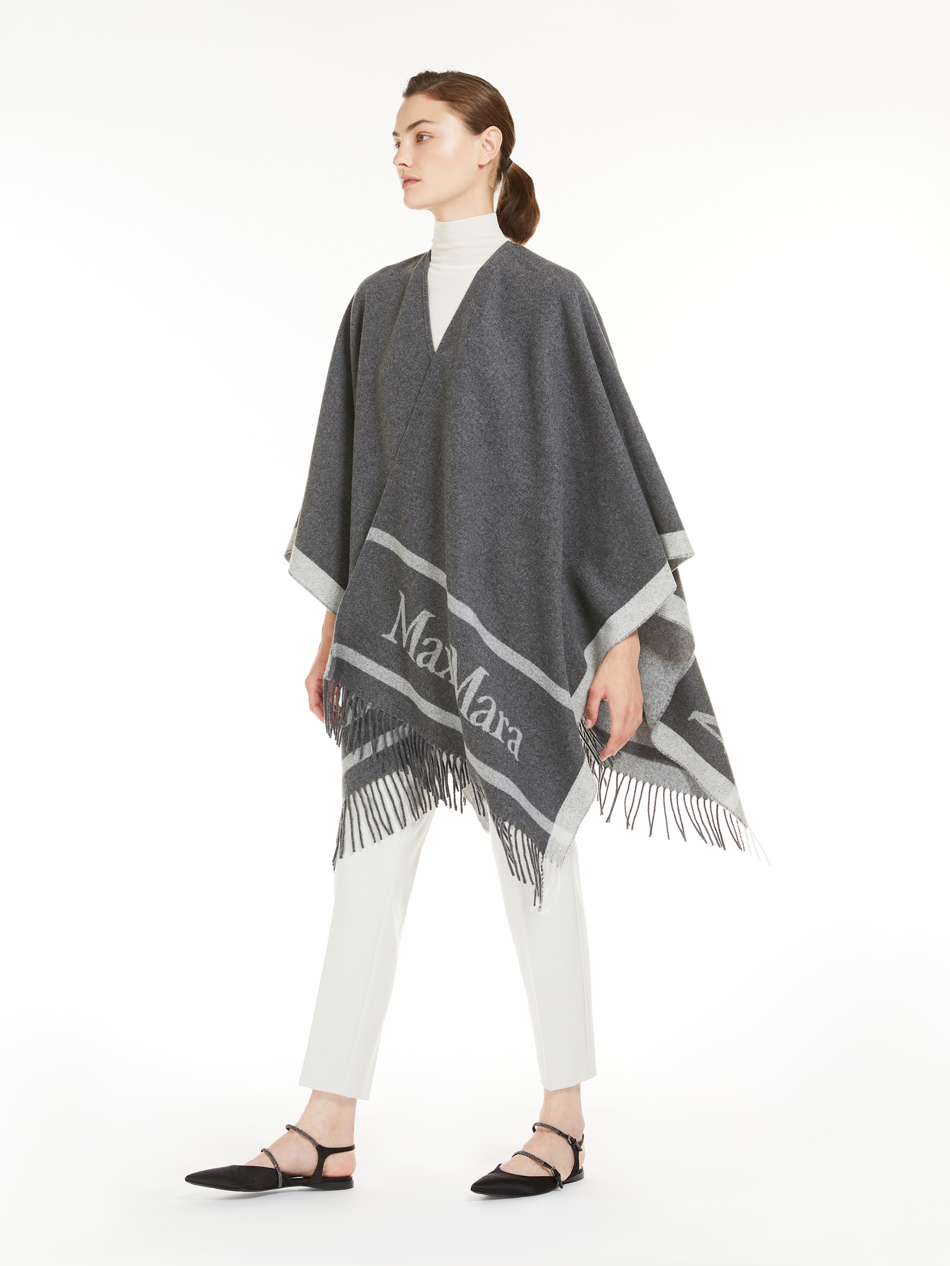 HILDE Jacquard wool poncho - 2