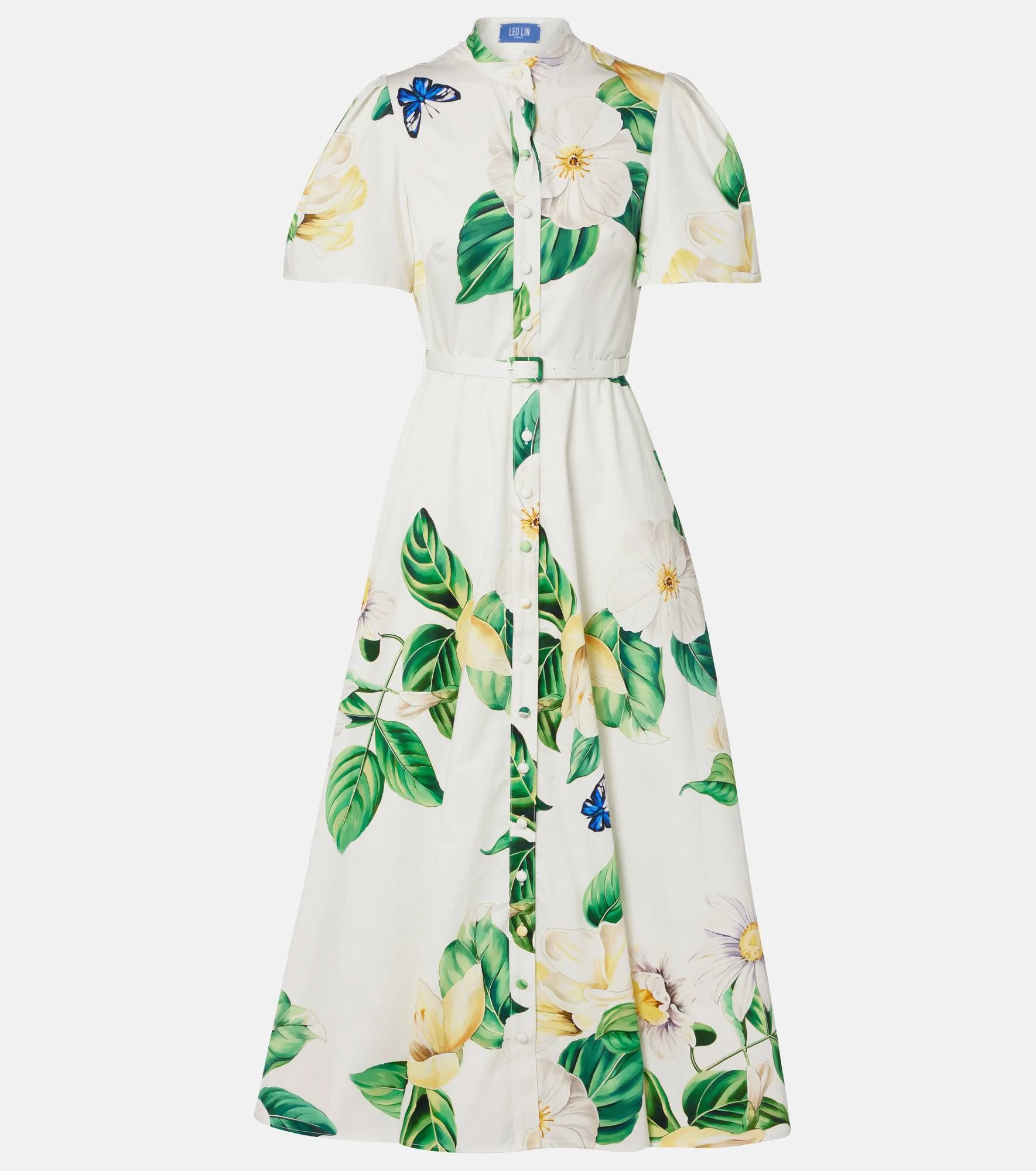 leo lin shirt dress LEO LIN - Aubrey Appliqu Shirt Midi Dress