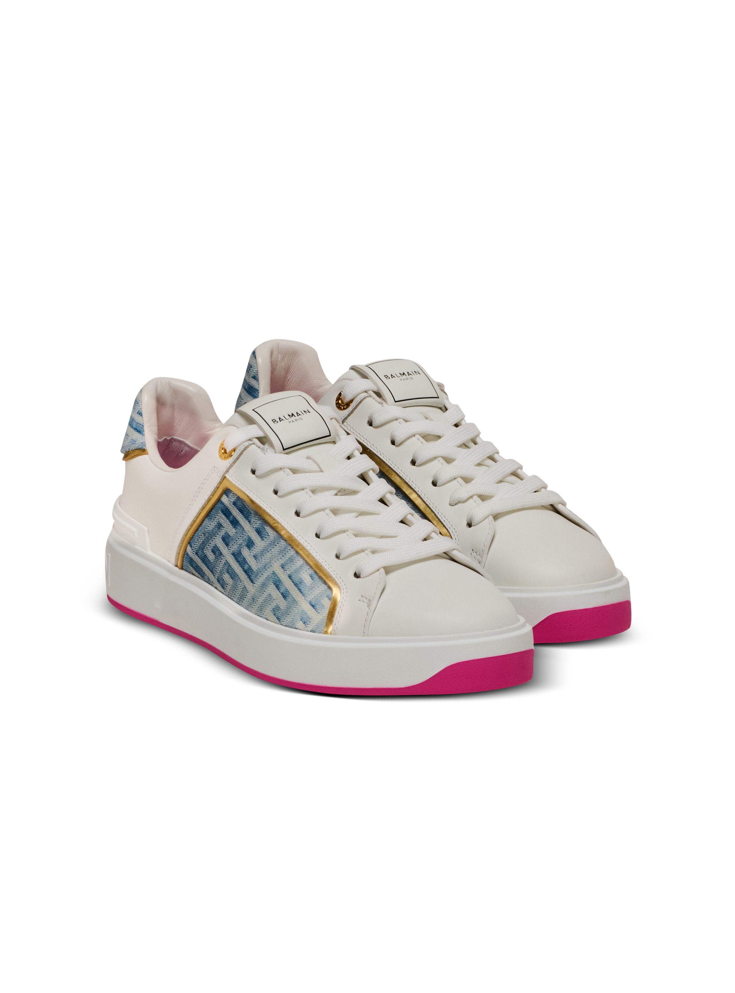 B-Court sneakers in leather and denim - 2