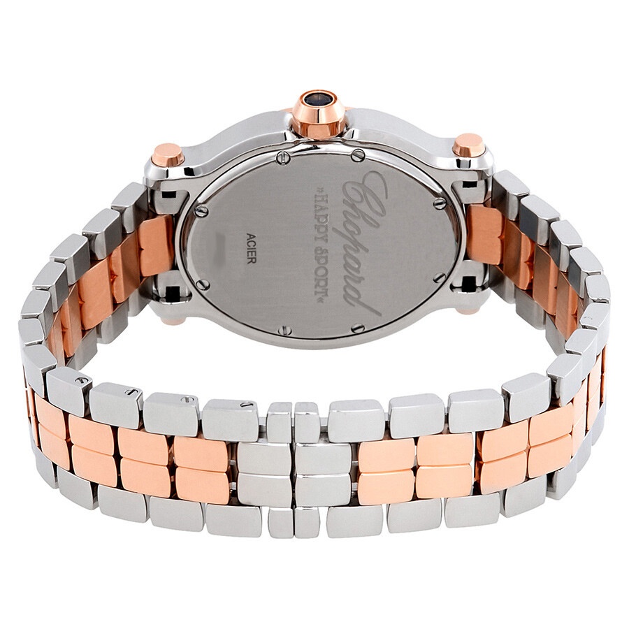 Chopard Happy Sport Oval Diamond 18kt Rose Gold and Stainless Steel Ladies Watch 278546-6004 - 3