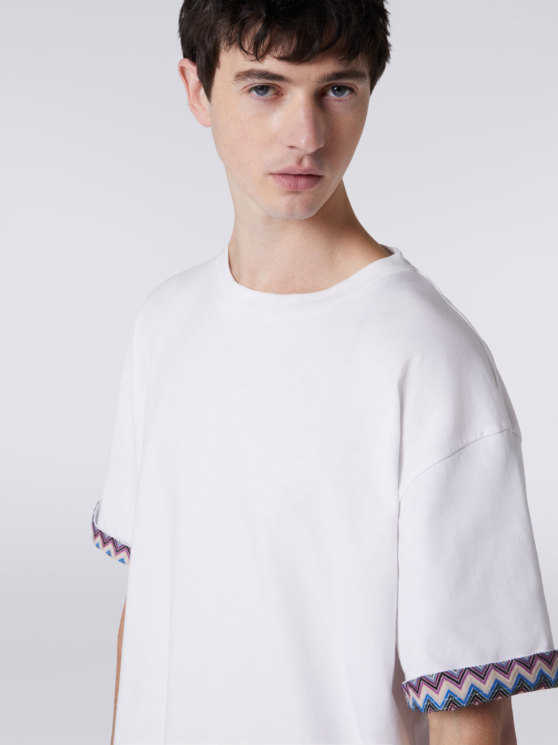 Cotton jersey T-shirt with zigzag turn-ups - 5