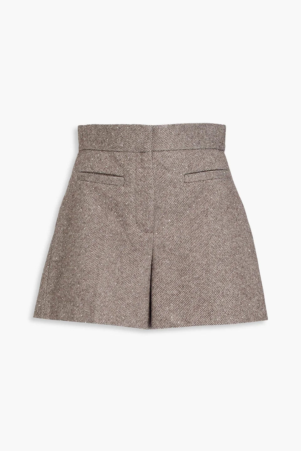 Crystal-embellished herringbone tweed shorts - 1
