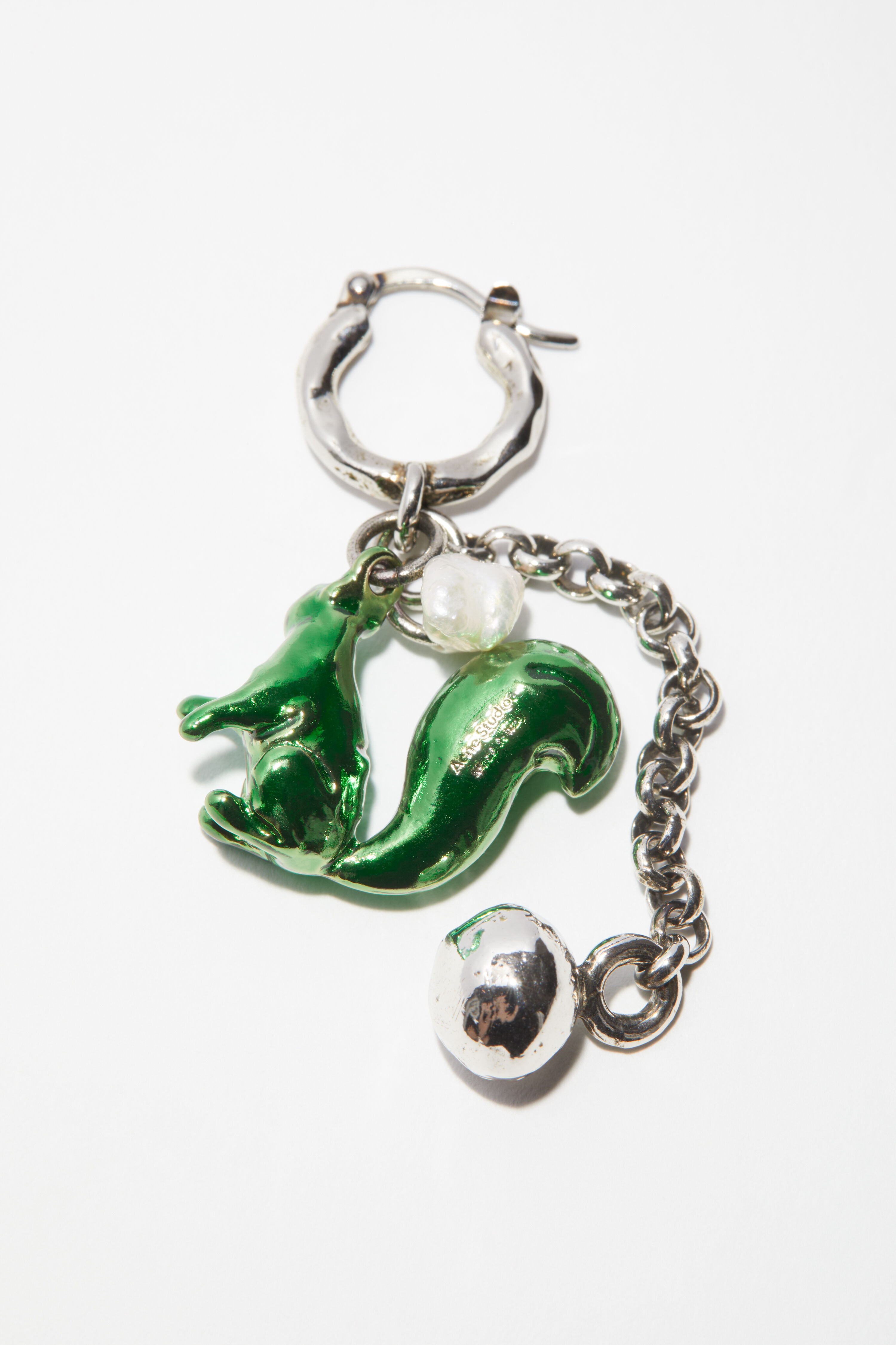 Squirrel charm earring - Antique Silver - 4
