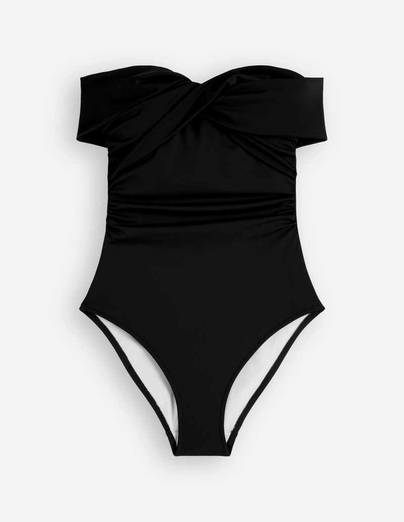 Bardot Wrap Swimsuit-Black - 1