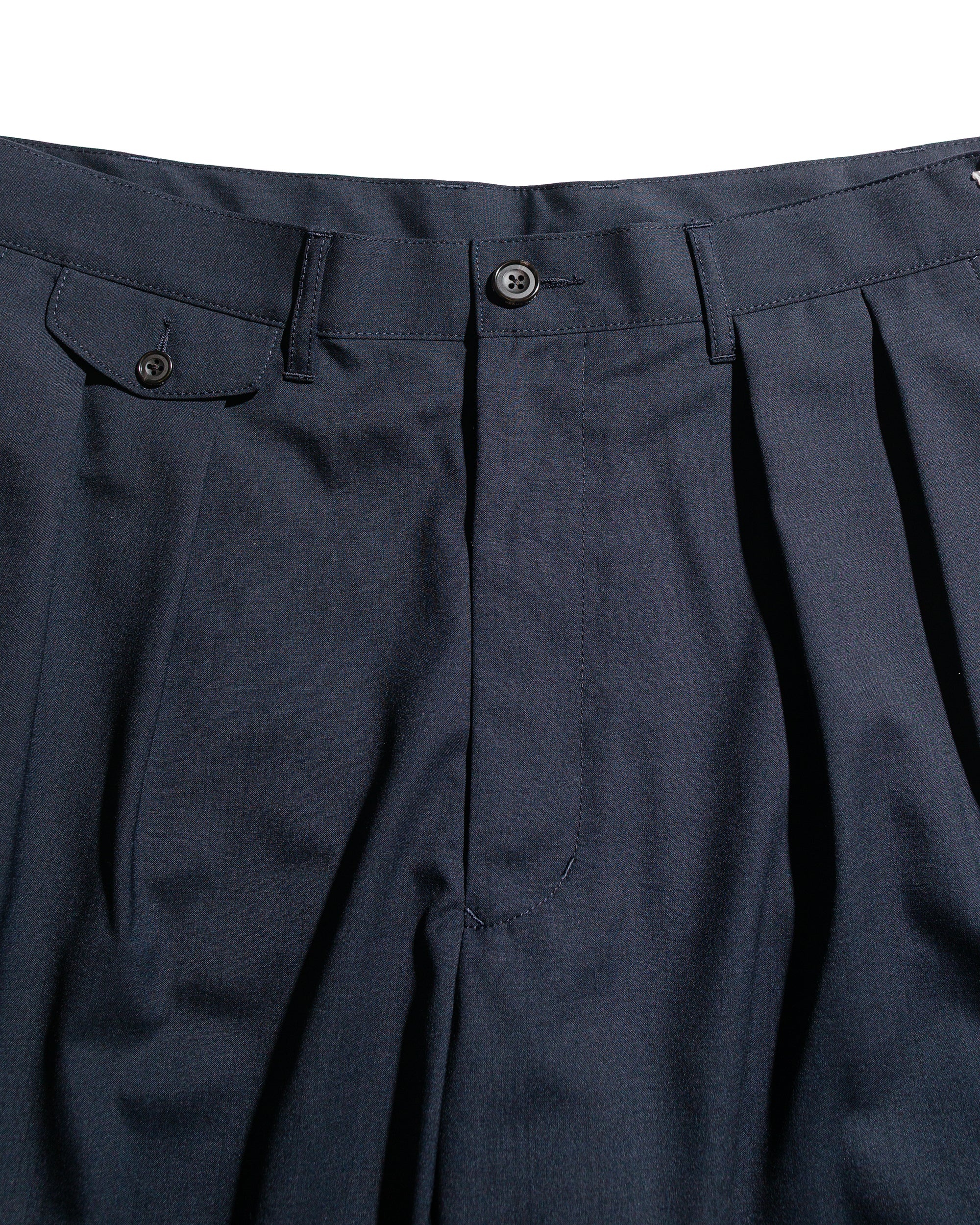 2Pleats Shorts Wool Tropical Navy - 5