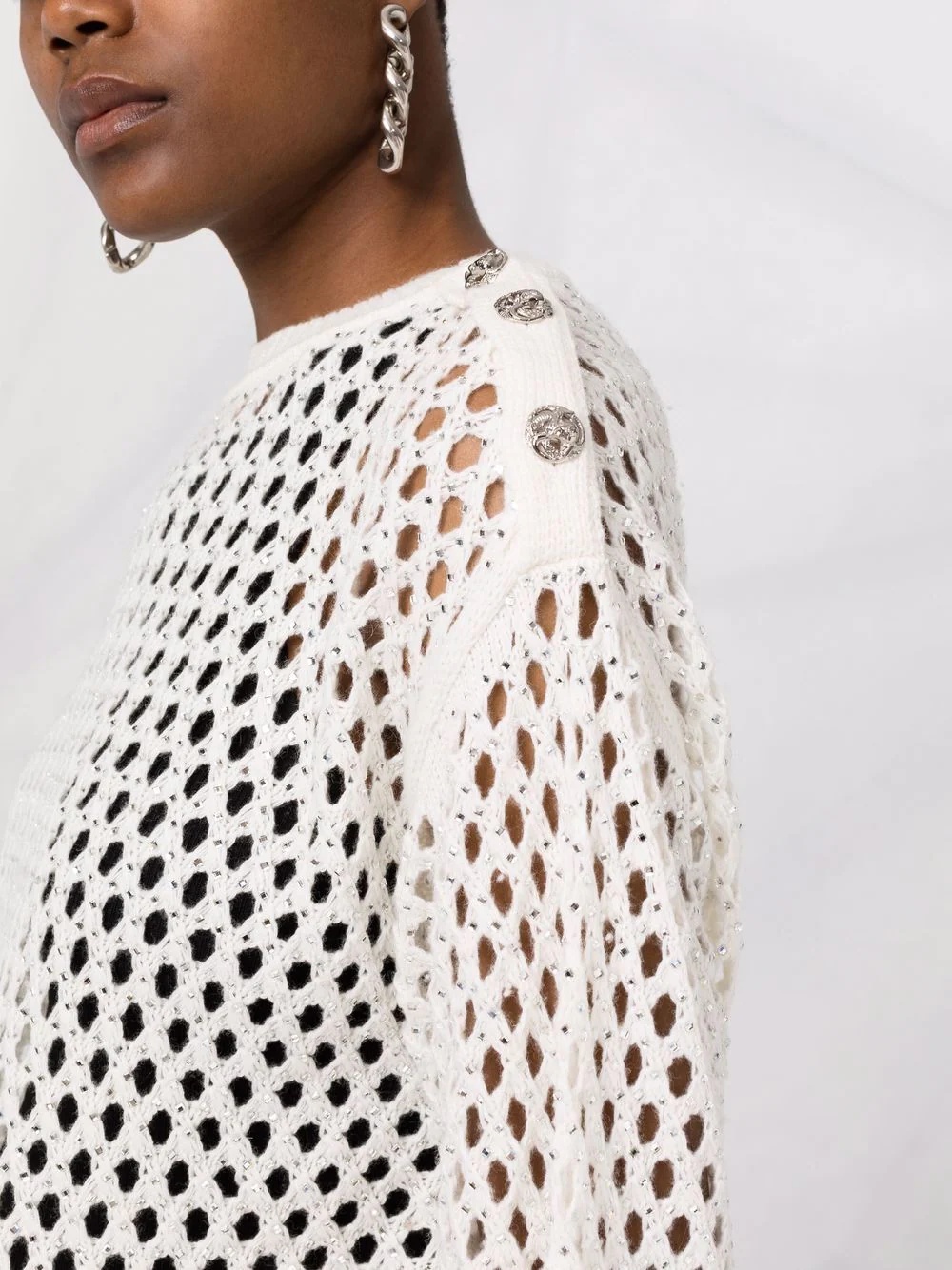 pointelle-knit crystal-embellished jumper - 3