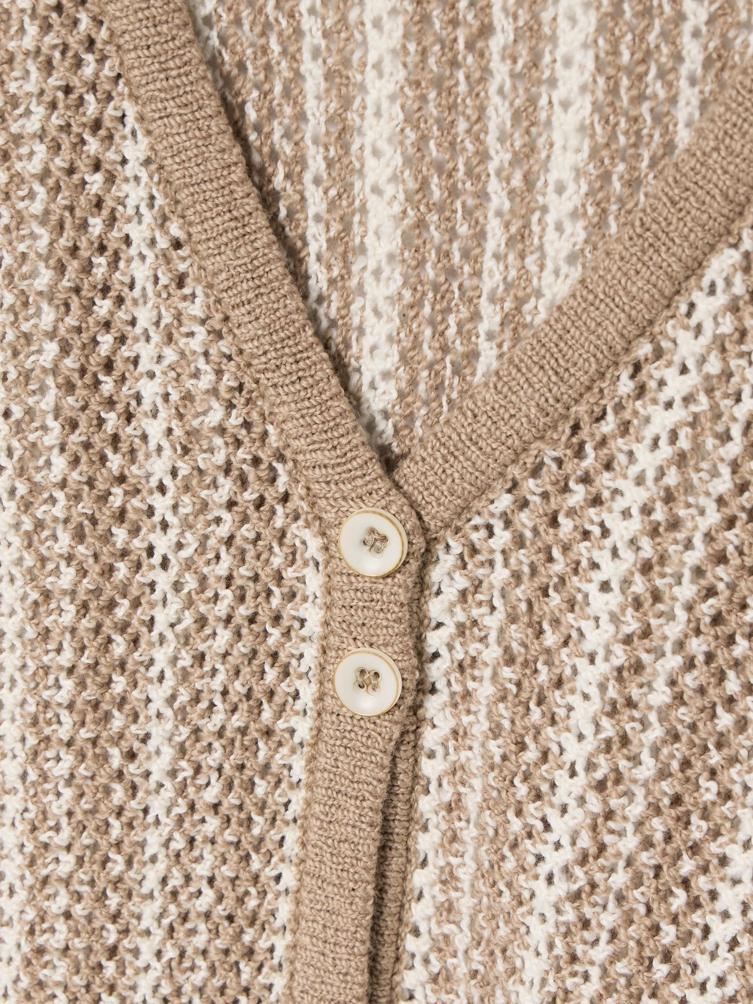 Nora Lite striped crocheted cotton cardigan Tan - 5