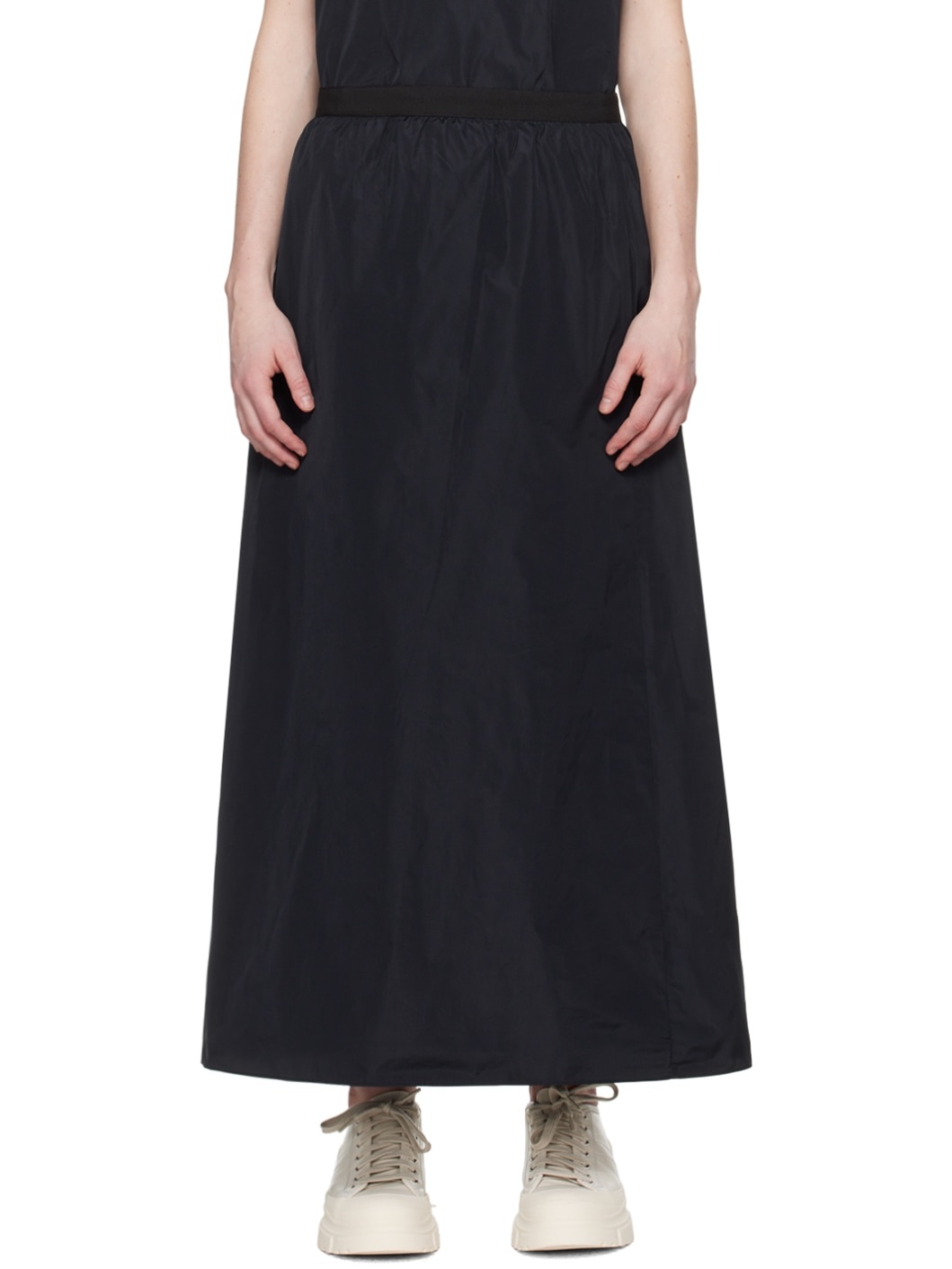 Navy Long Pencil Maxi Skirt - 1