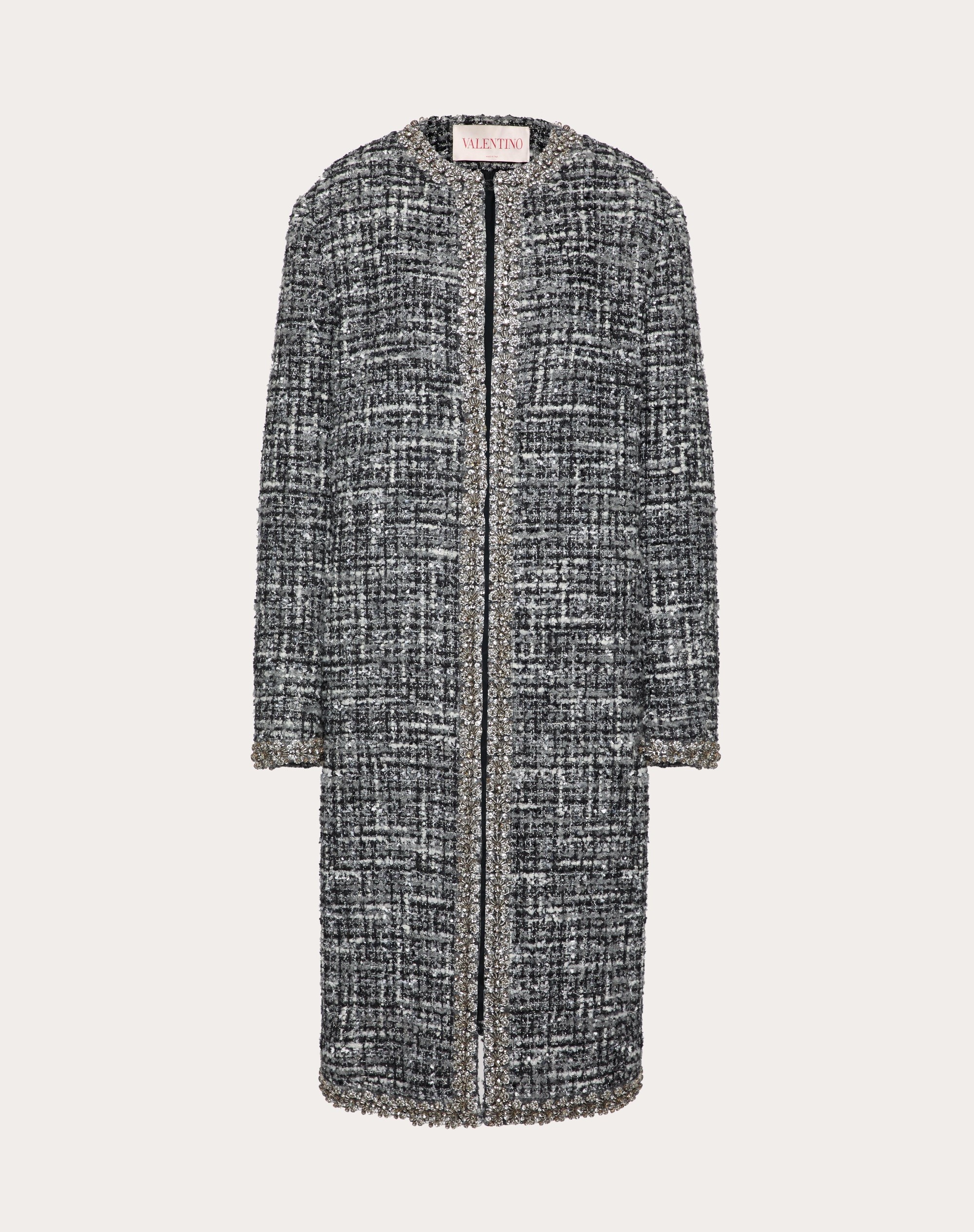 TWEED MELANGE EMBROIDERED COAT - 1