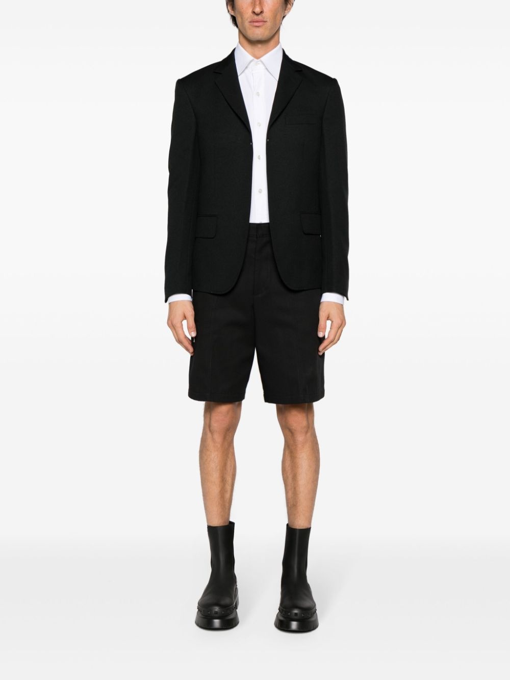 open-front twill blazer - 2