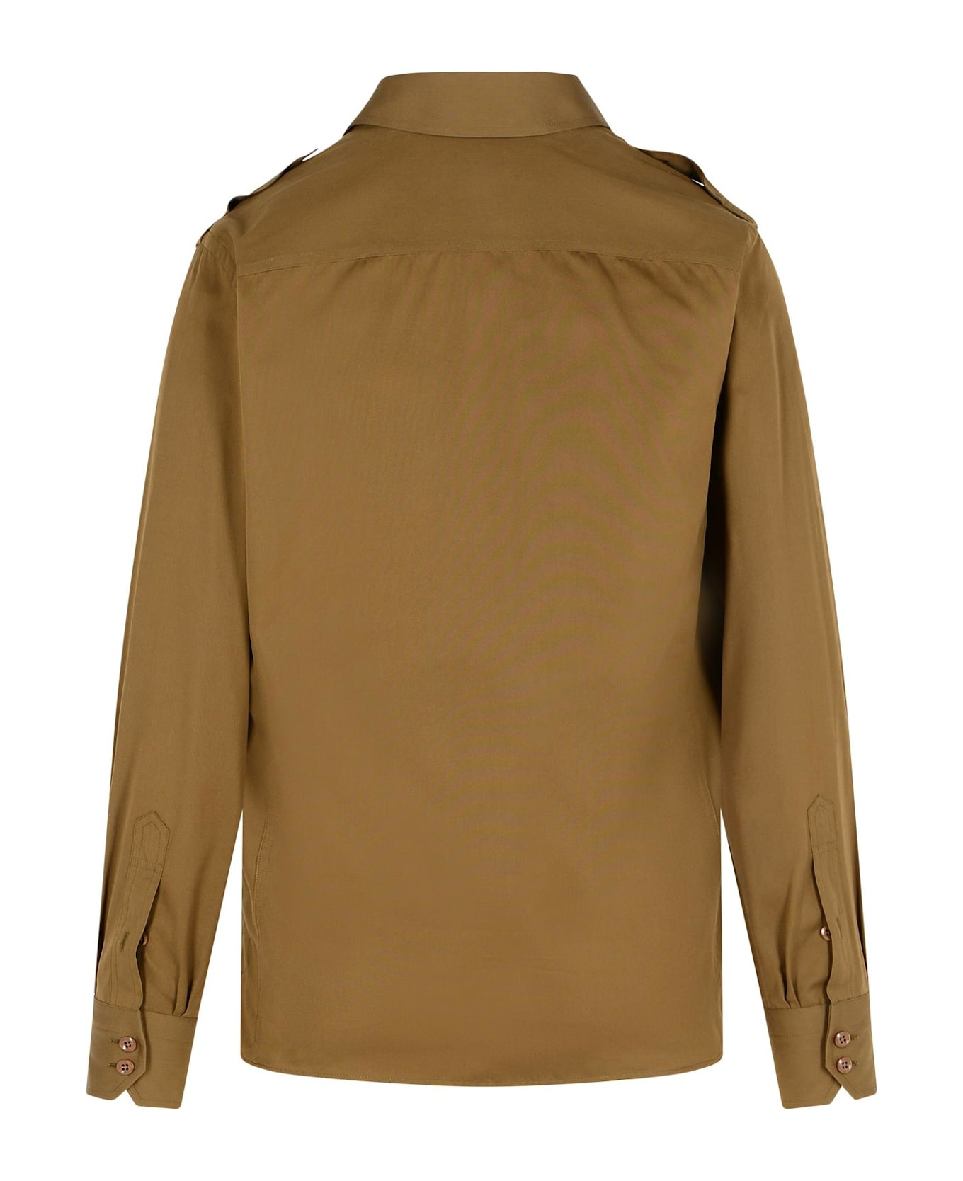 Army Green Silk Blend Shirt - 3