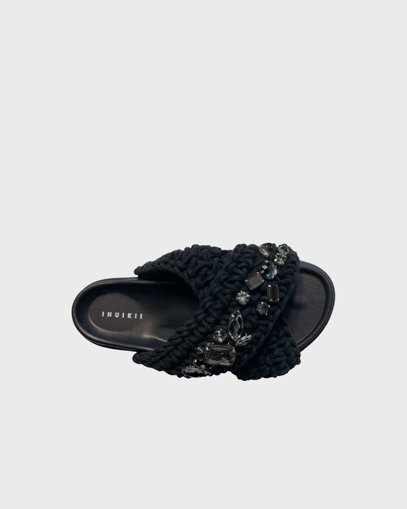INUIKII Woven Stone Slipper Black outlook