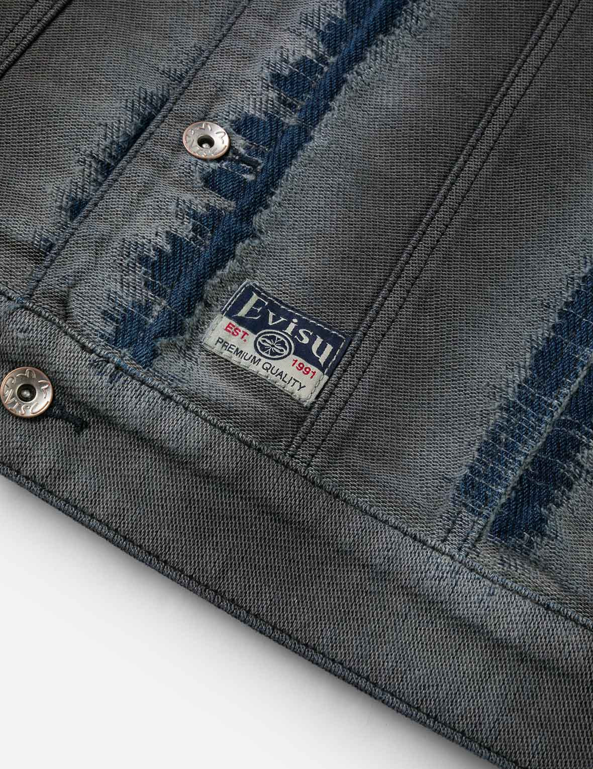 Distressed Seagull and Logo Print Relax Fit Washed Denim Jacket - 9