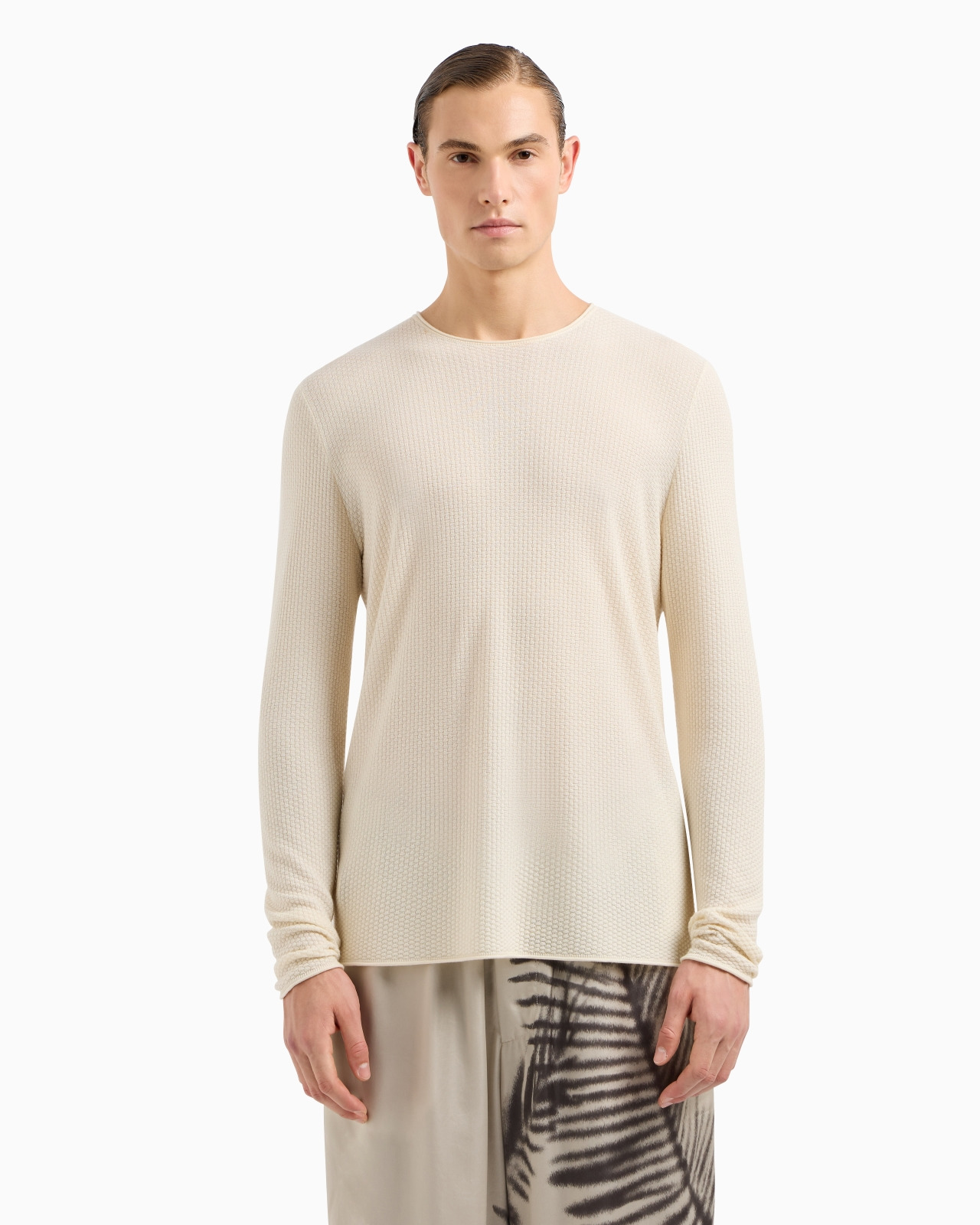 CREW-NECK JUMPER IN CASHMERE AND SILK - 4