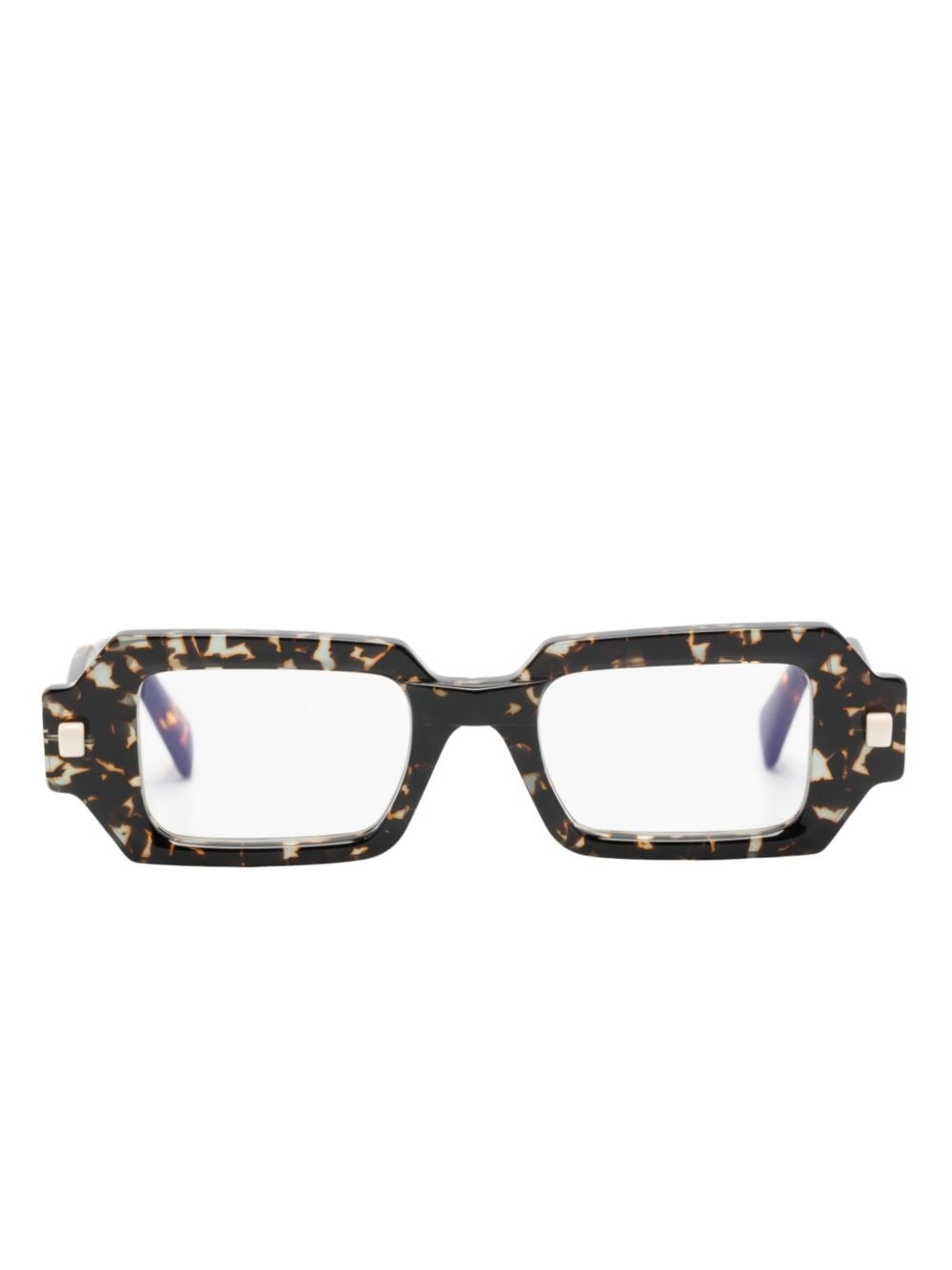 tortoiseshell-effect rectangle-frame glasses - 1