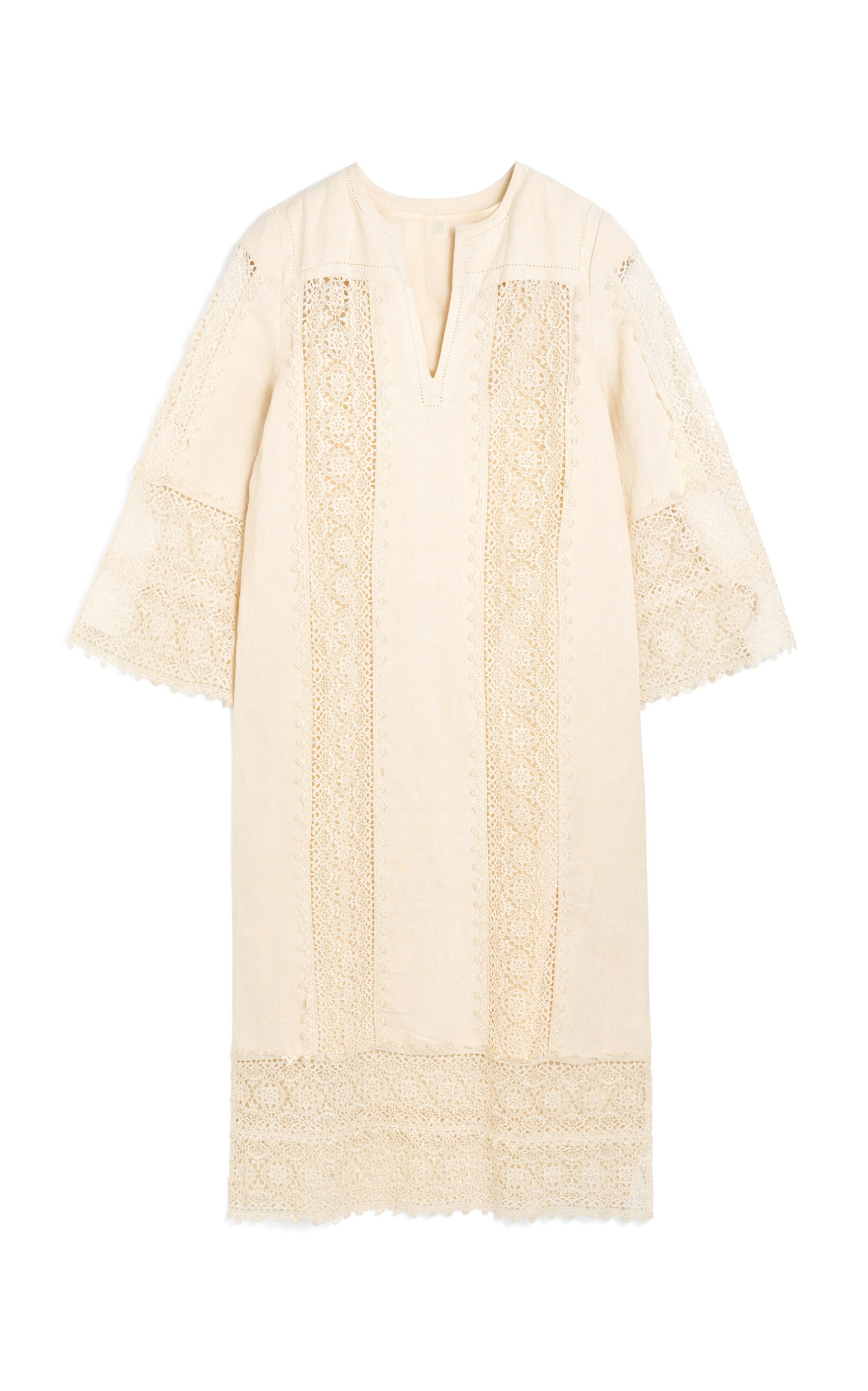 Delane Embroidered Cotton Midi Dress nude - 1