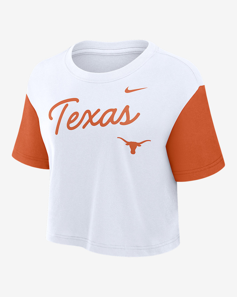 Texas Script Women's Nike Dri-FIT College Cropped T-Shirt 1