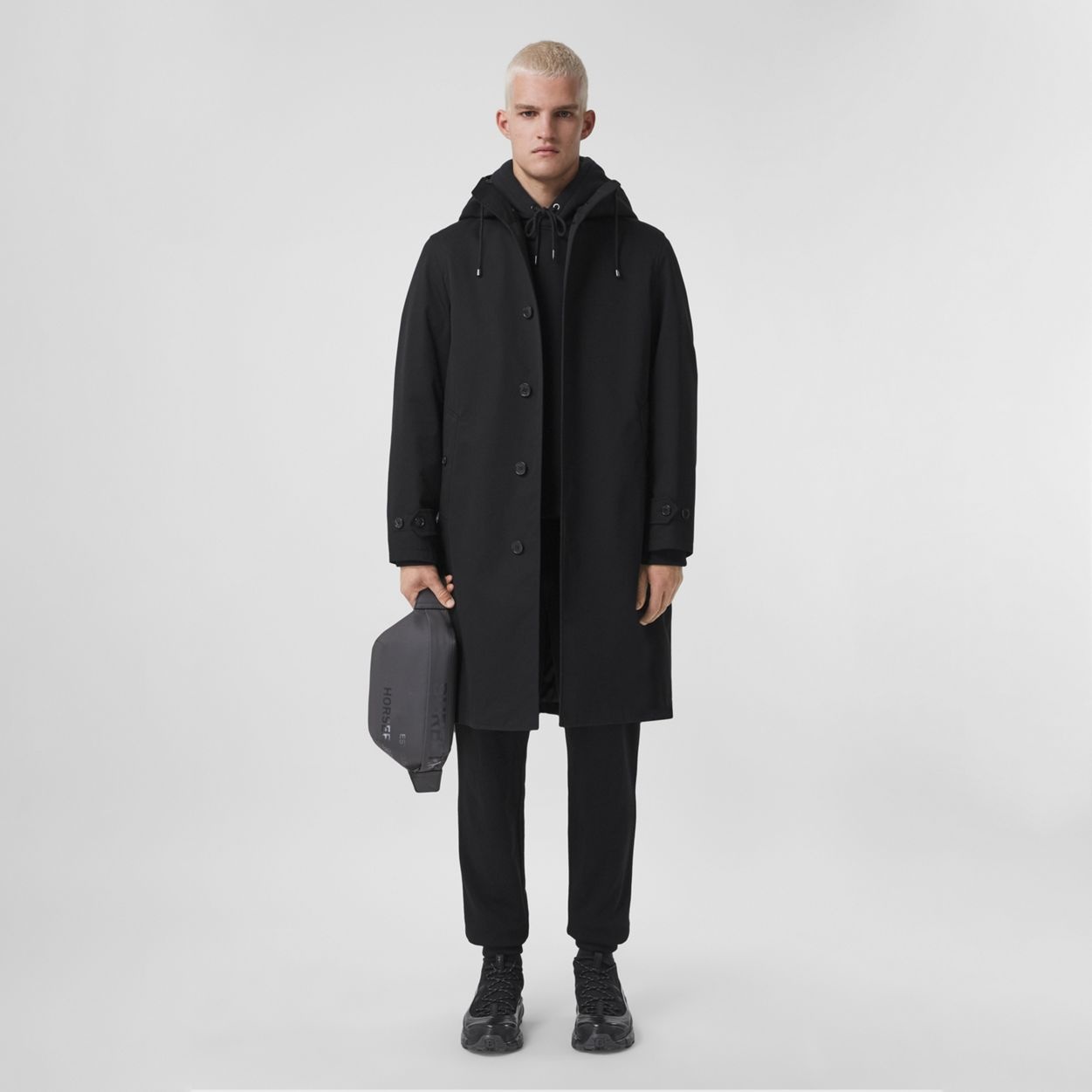 Cotton Gabardine Hooded Car Coat - 1