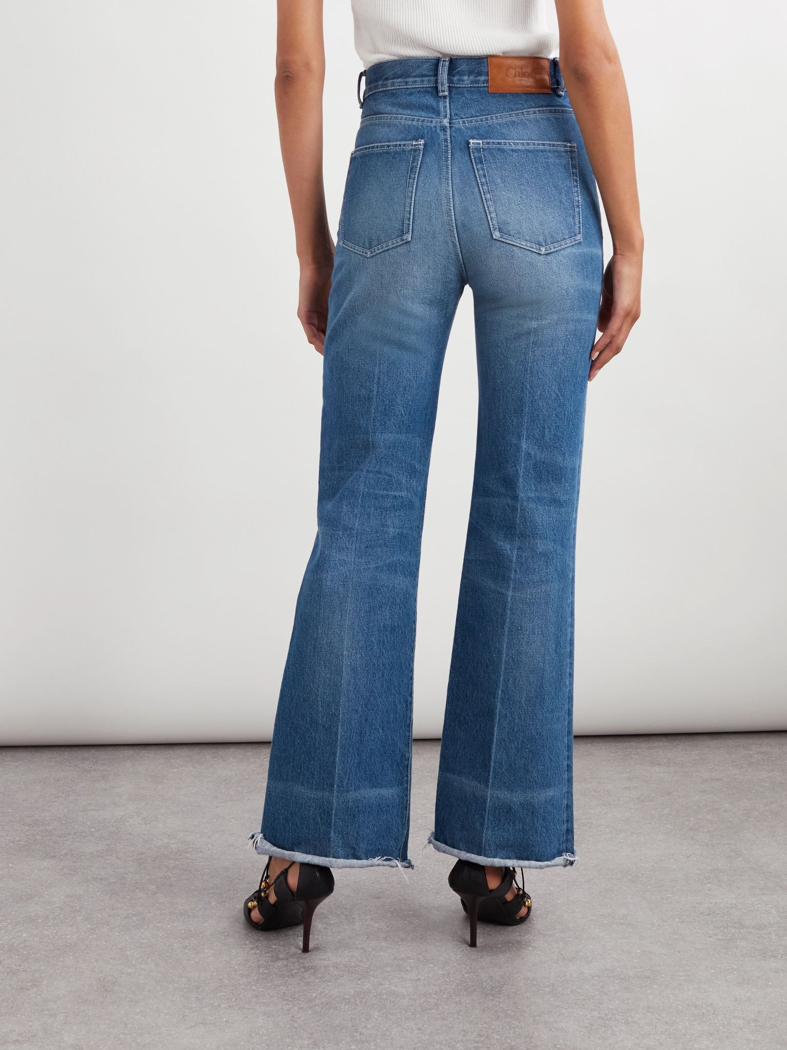 Frayed high-rise flared jeans Blue - 3