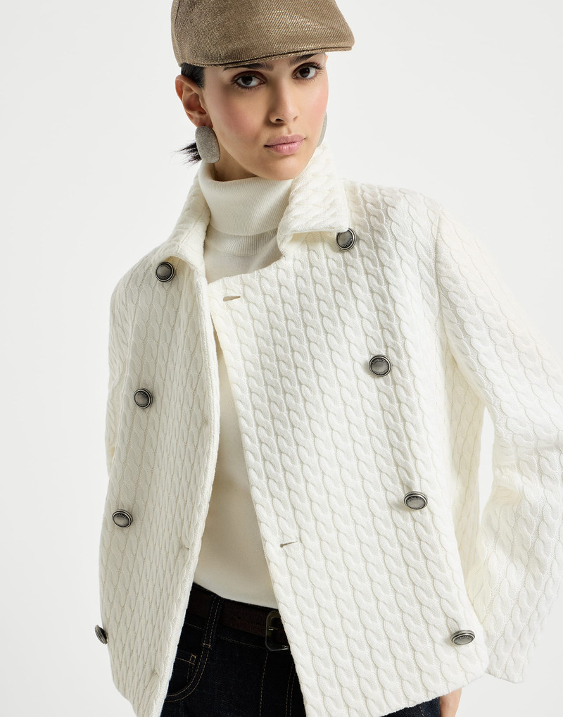 Cotton cable knit blazer with monili 5