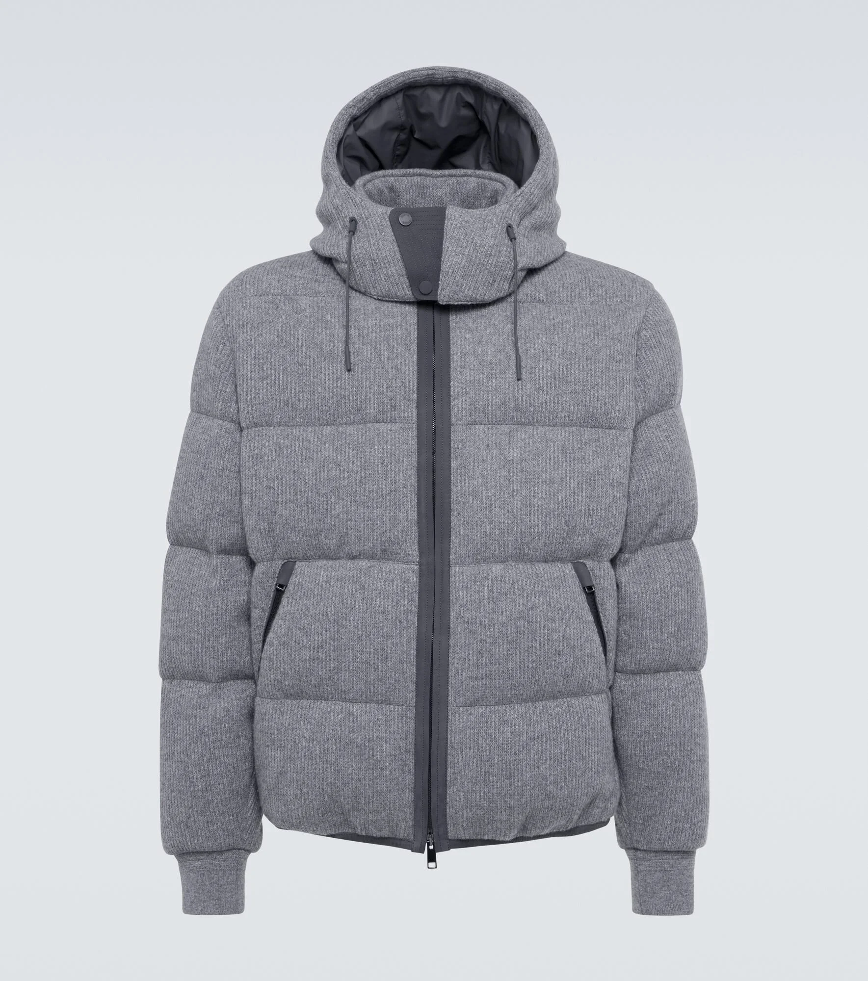Ribbed-knit cashmere-blend down jacket - 1