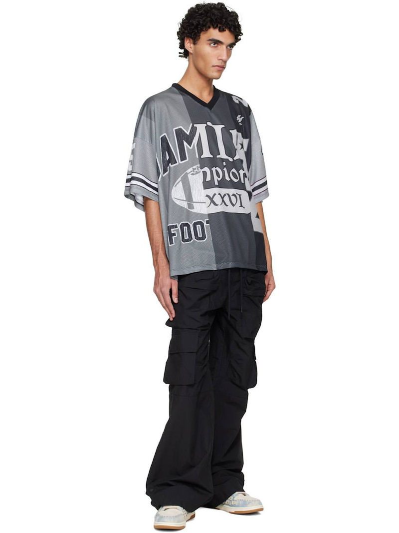 AMIRI Gray Spliced Oversized Mesh T-shirt outlook