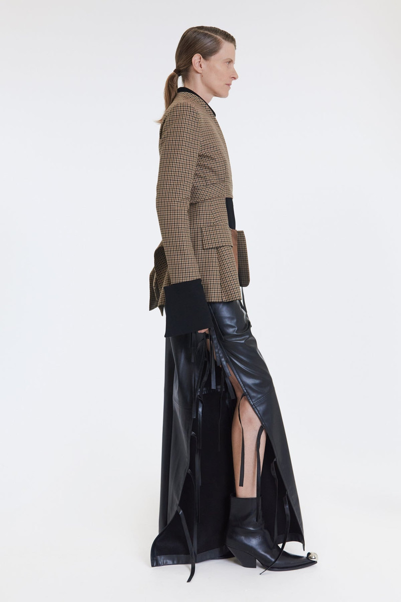 A.W.A.K.E. MODE COLLARLESS DECONSTRUCTED JACKET GINGHAM outlook