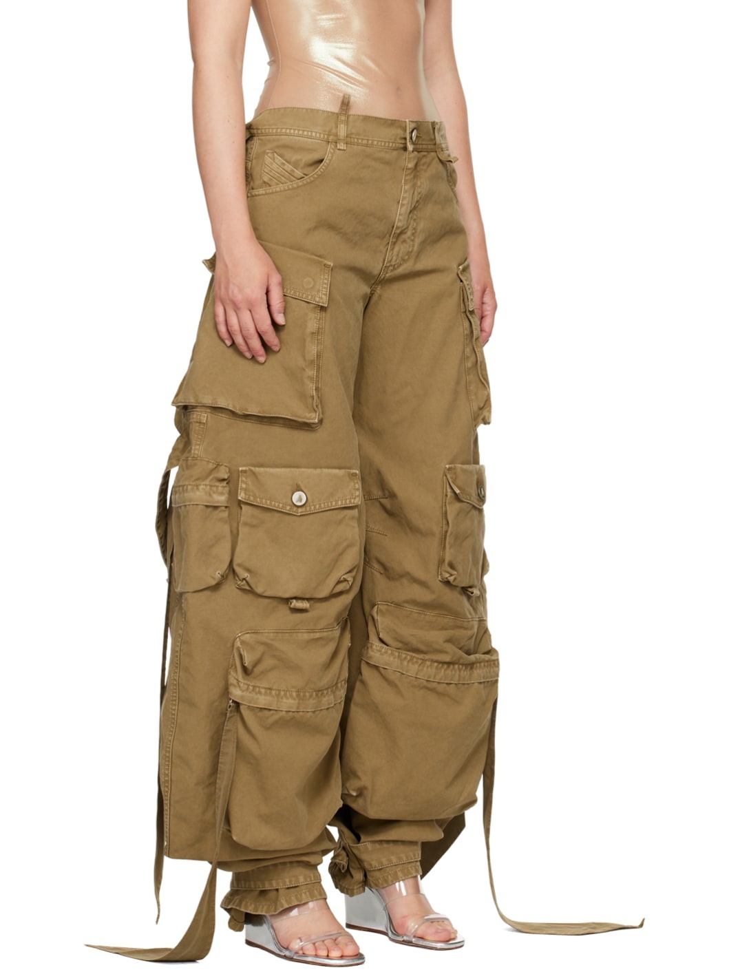 Tan Long Cargo Pants - 2