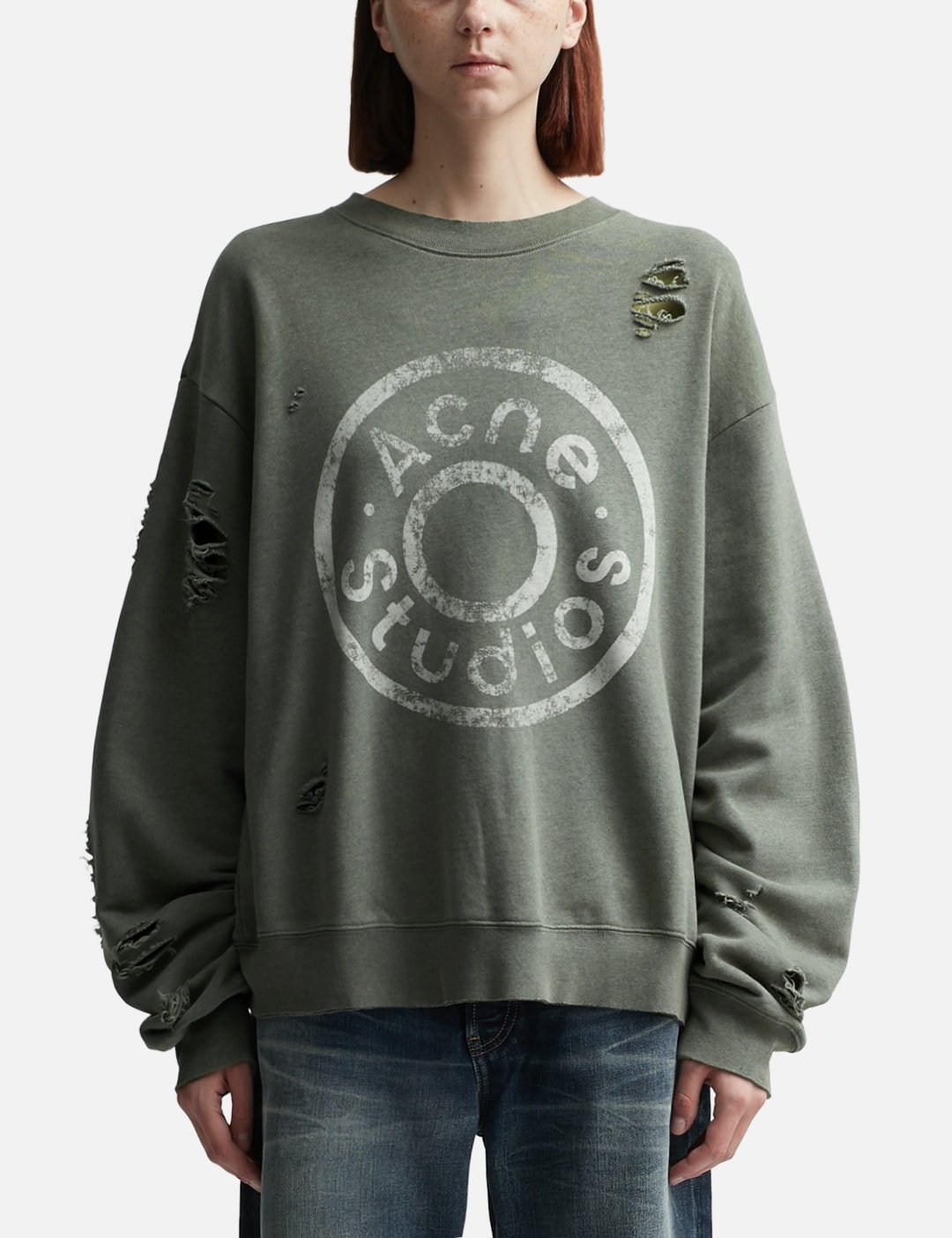 LOGO PRINT DISTRESSED SWEATER - 1