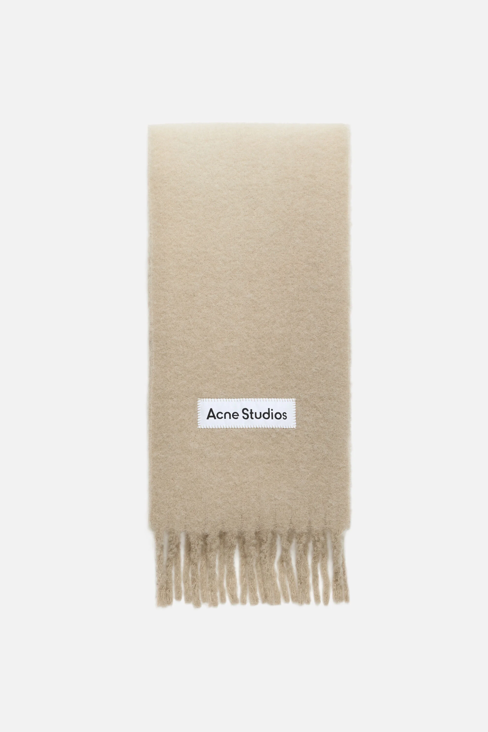 Wool fringe scarf - Light beige - 1