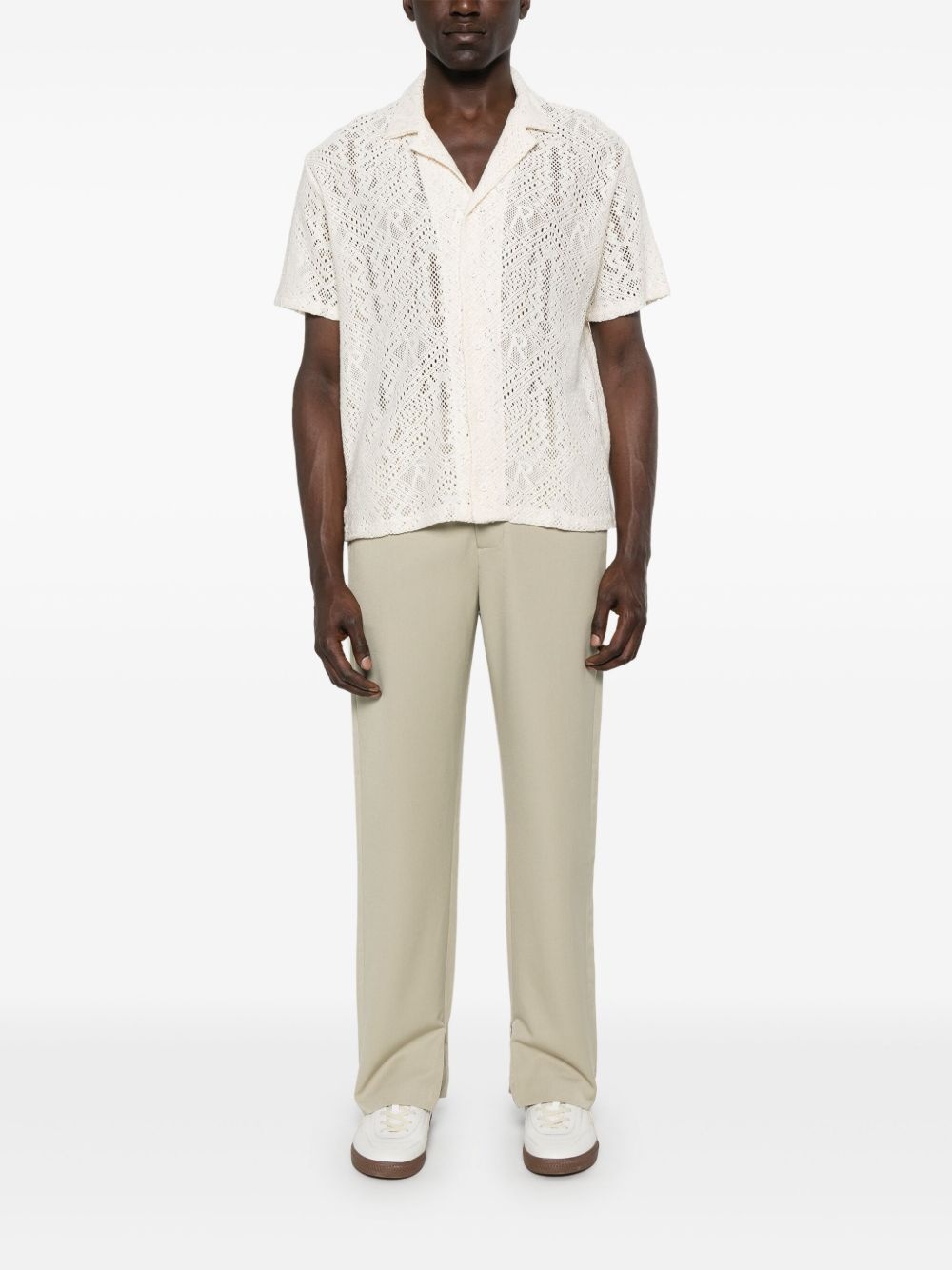 all-over crochet shirt - 2
