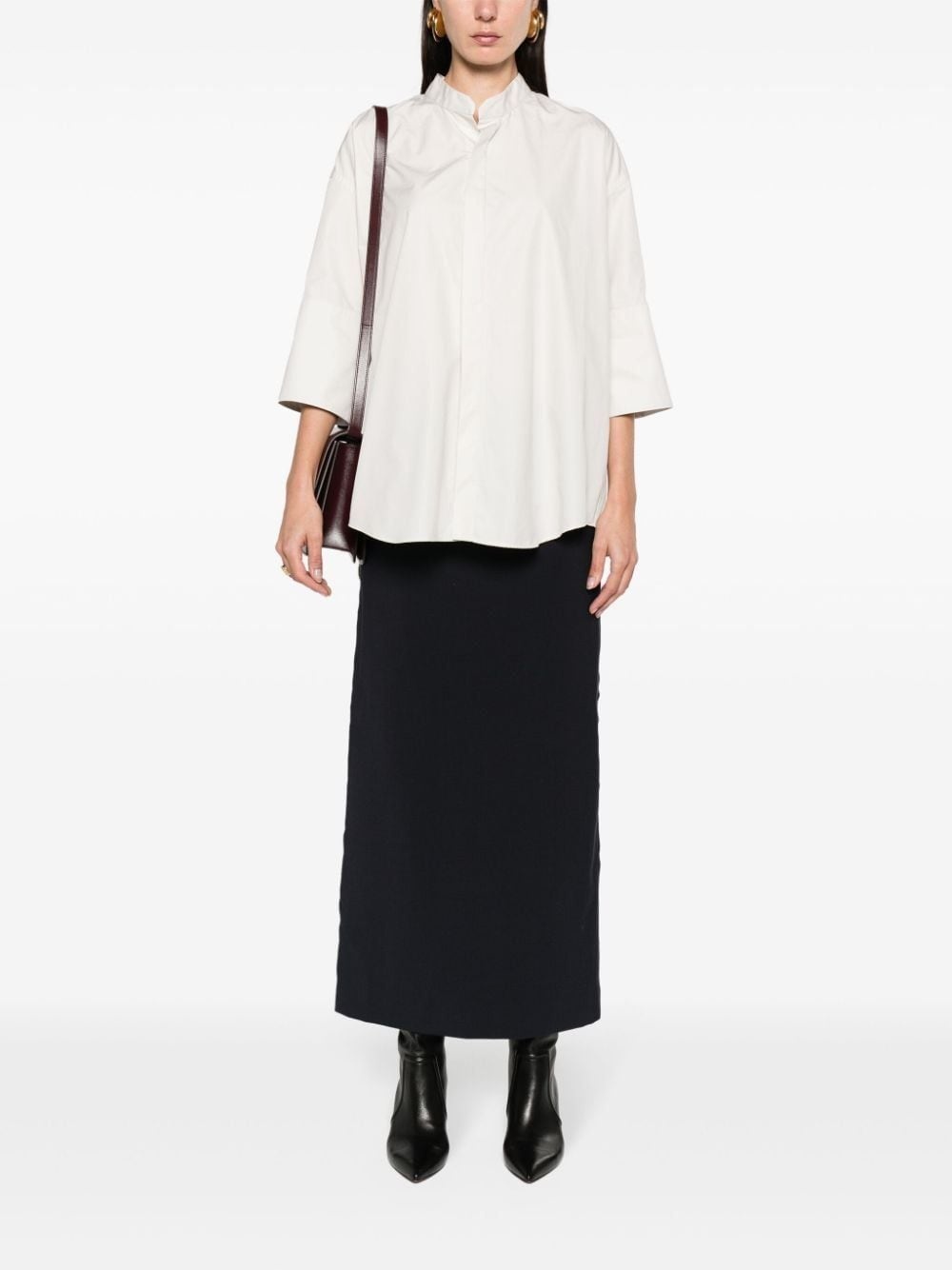 band-collar cotton shirt - 2